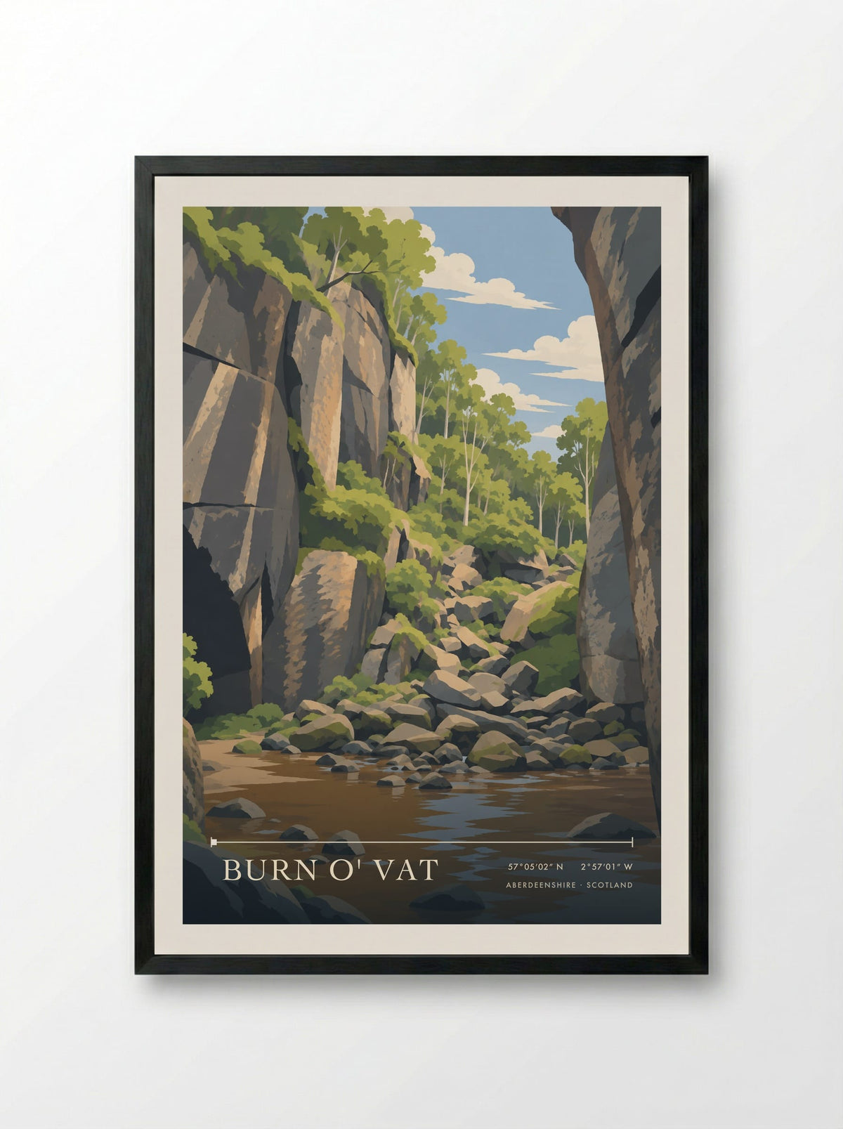 Burn o' Vat, Aberdeenshire | Travel Poster - Framed Print Black