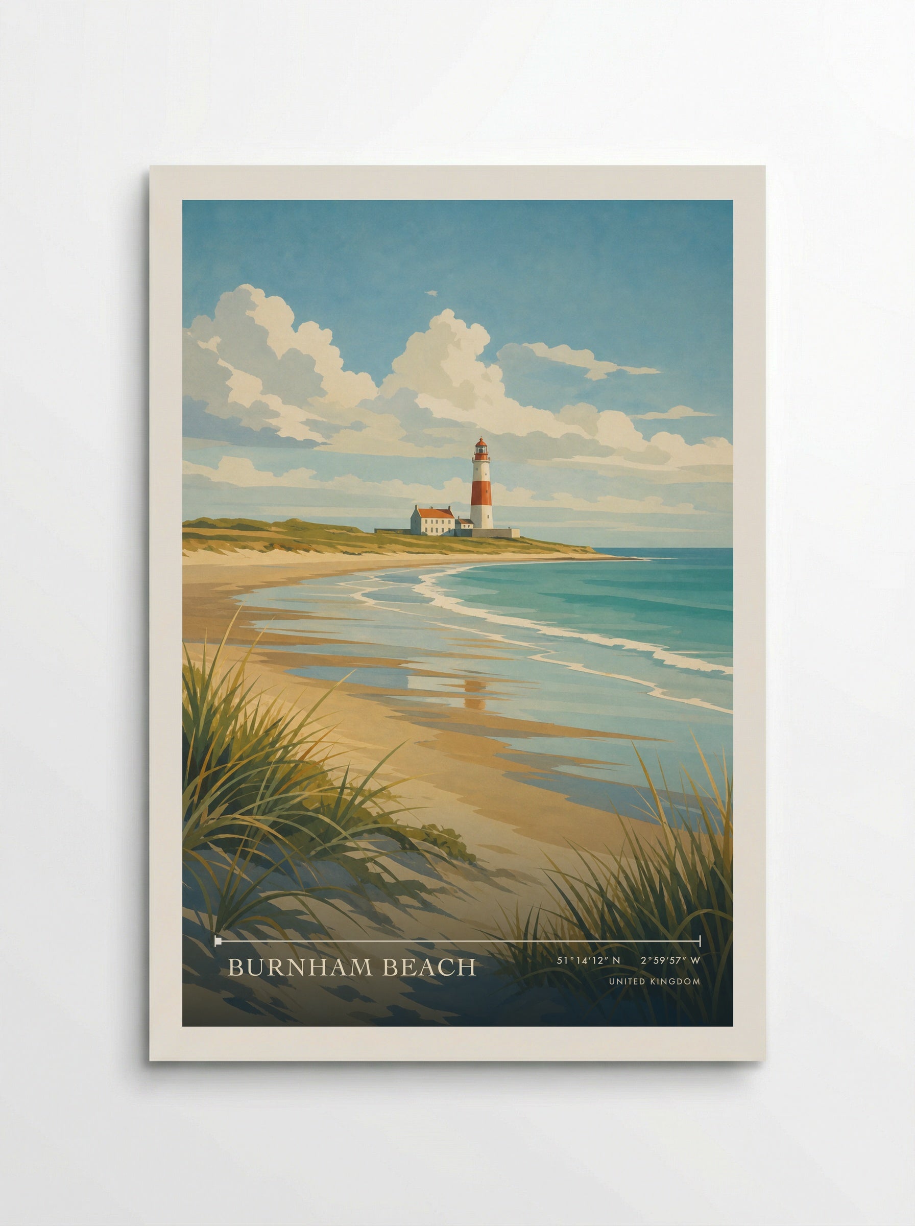 Burnham Beach United Kingdom Travel Poster - Poster