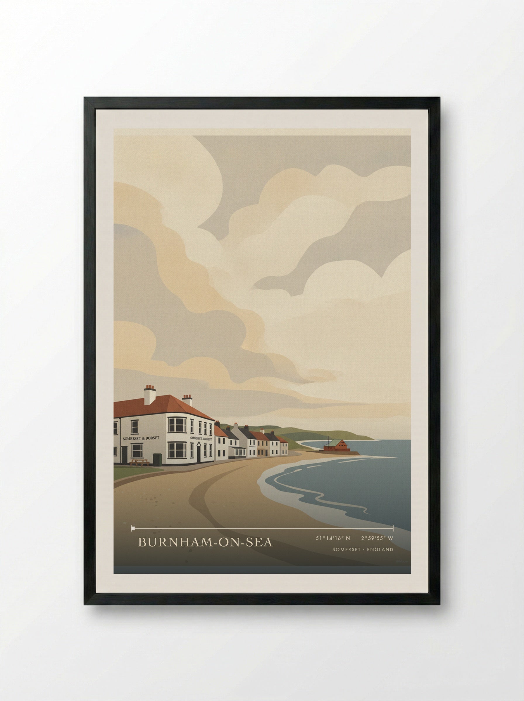 Burnham-on-Sea Somerset England Travel Poster - Framed Print Black