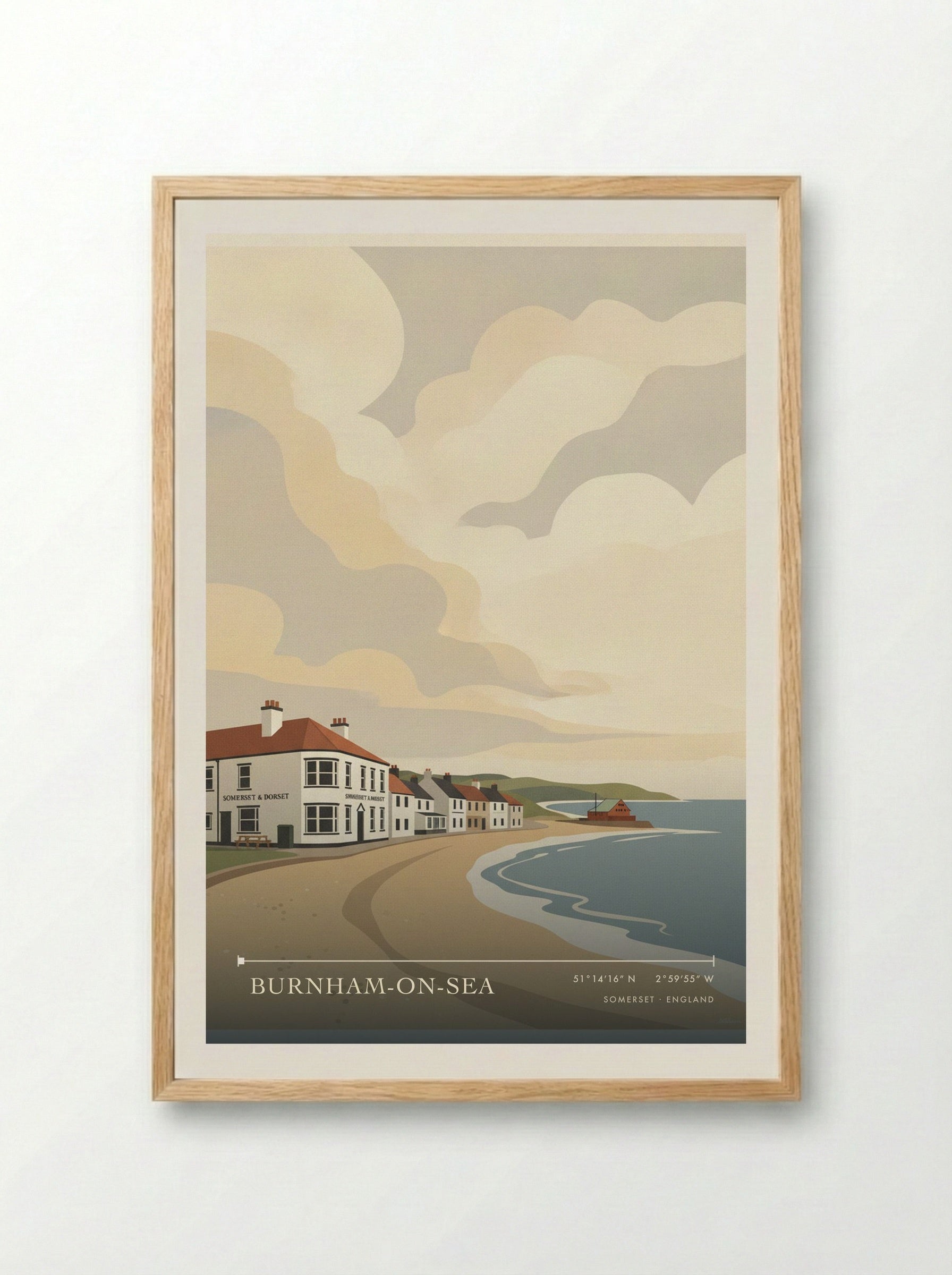 Burnham-on-Sea Somerset England Travel Poster - Framed Print Wood