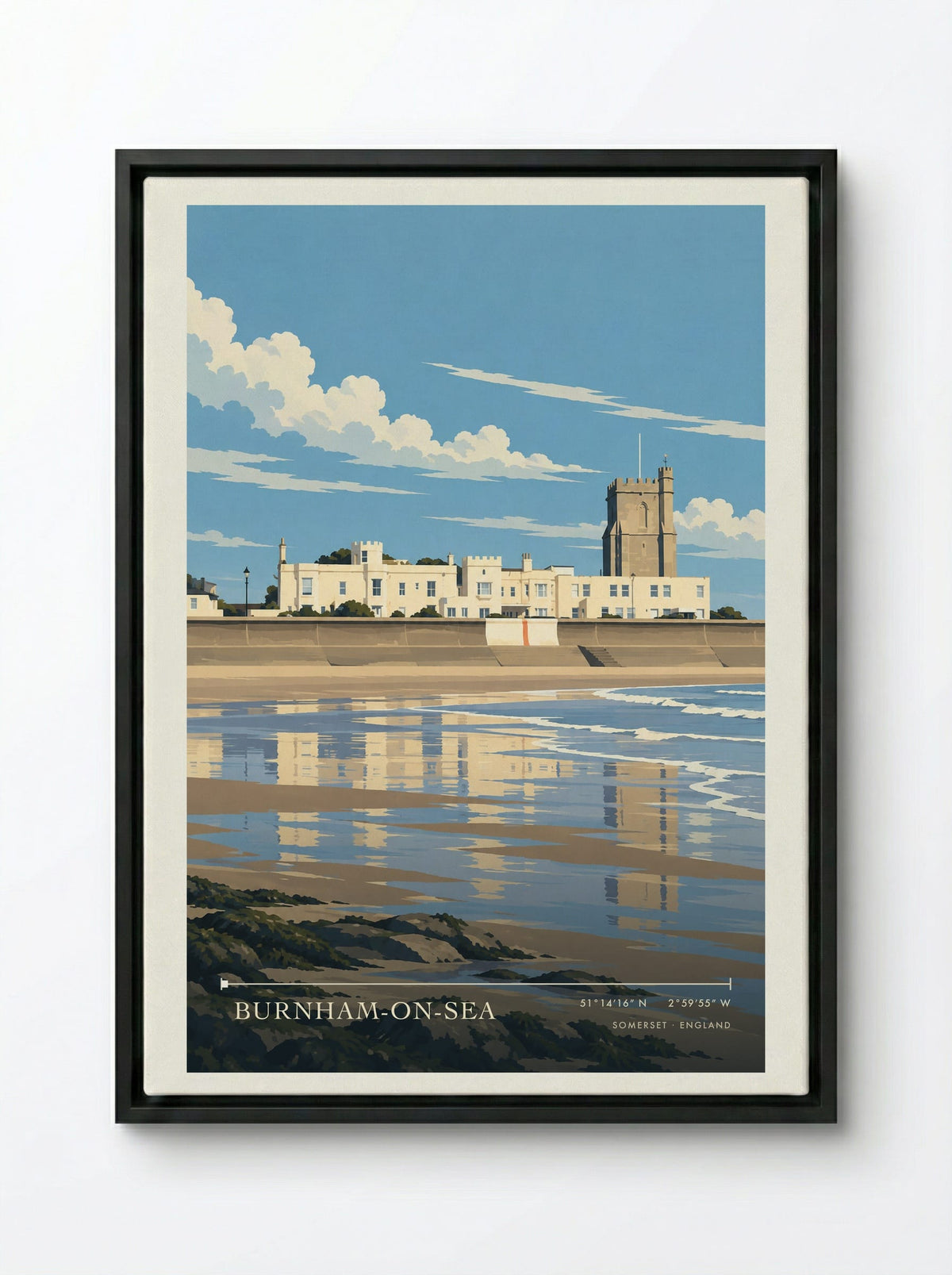 Burnham-on-Sea Somerset | Travel Poster - Framed Canvas Black
