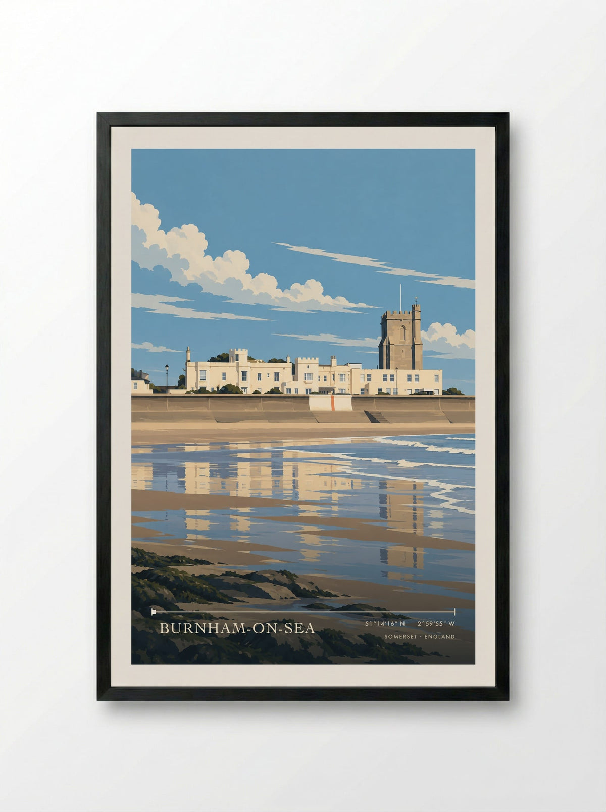 Burnham-on-Sea Somerset | Travel Poster - Framed Print Black