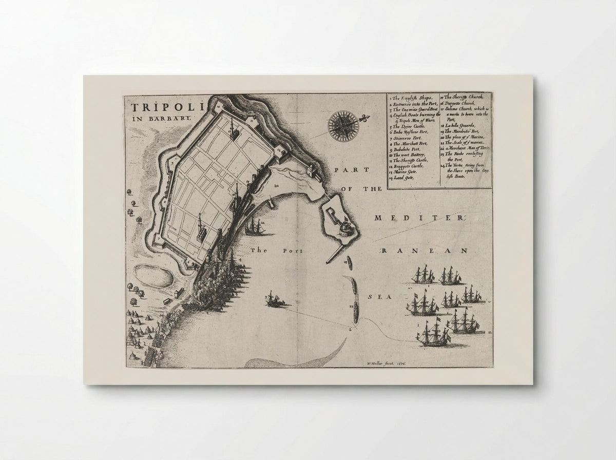 Burning of the Port of Tripoli - Wenceslaus Hollar - Poster