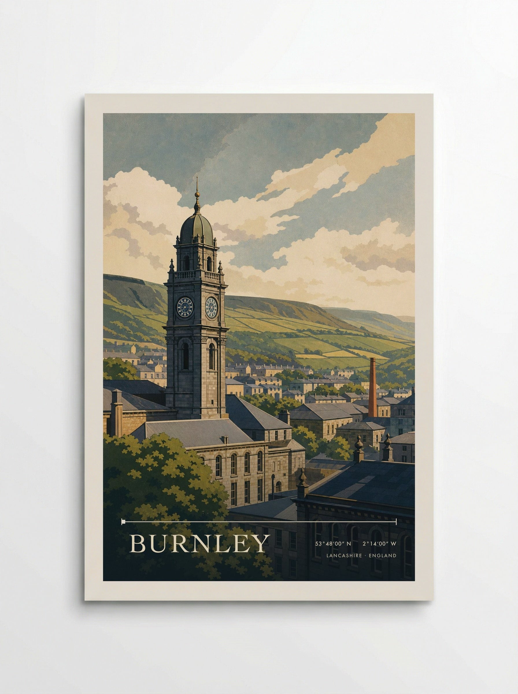 Burnley Lancashire England Travel Poster - Poster
