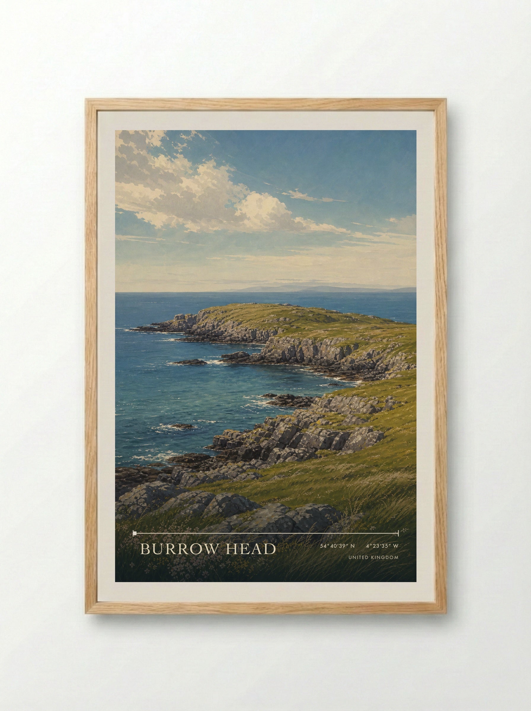 Burrow Head United Kingdom Travel Poster - Framed Print Wood