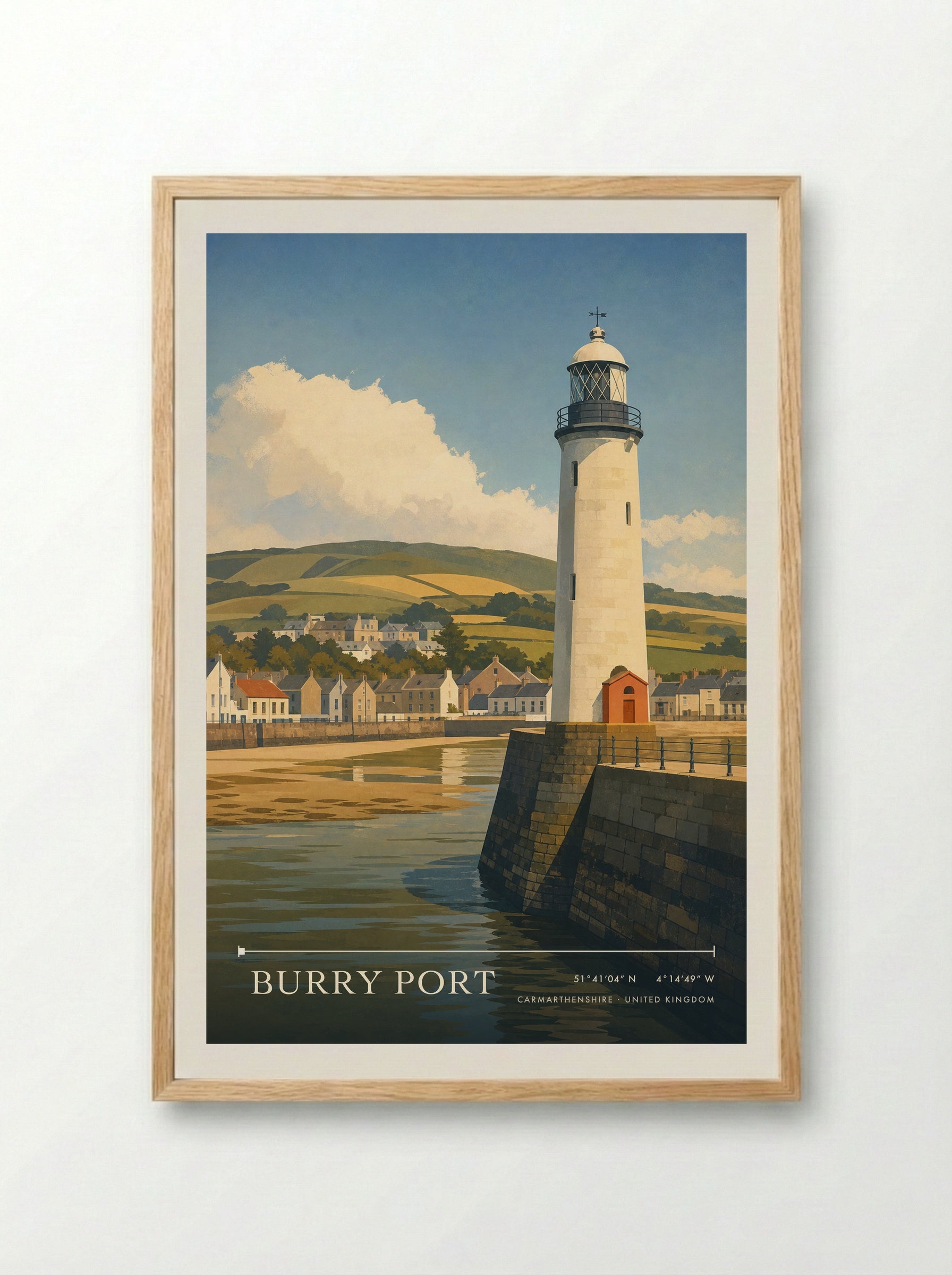 Burry Port Carmarthenshire United Kingdom Travel Poster - Framed Print Wood