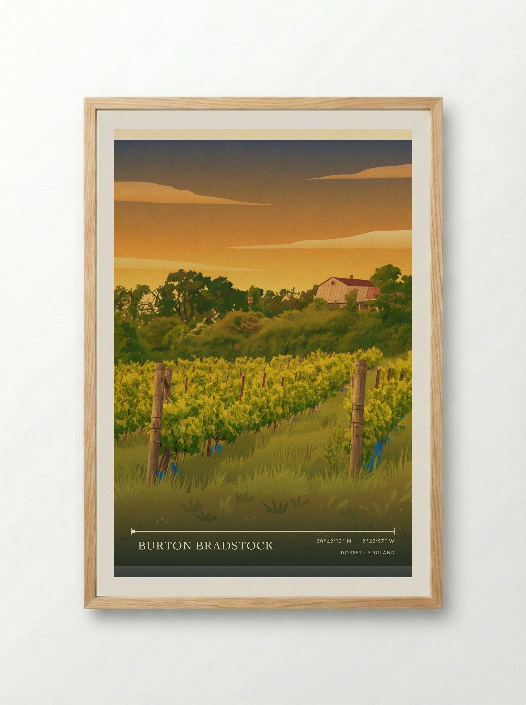 Burton Bradstock Dorset England Travel Poster - Framed Print Wood