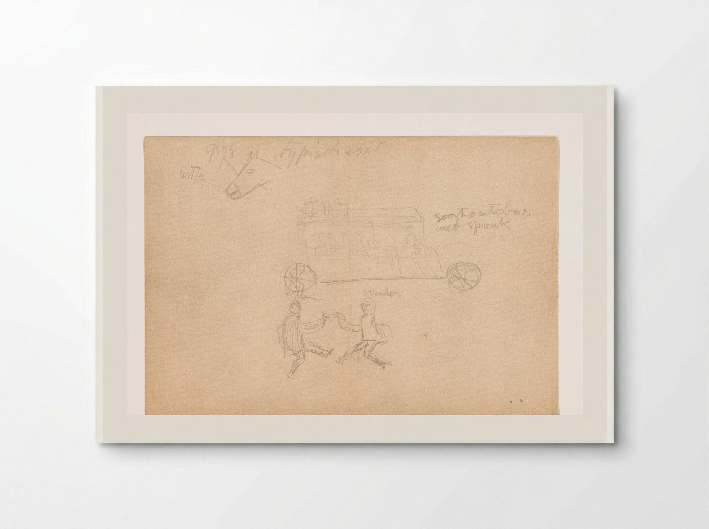 Bus met passagiers en onder twee dansende figuren - Willem Westbroek - Poster