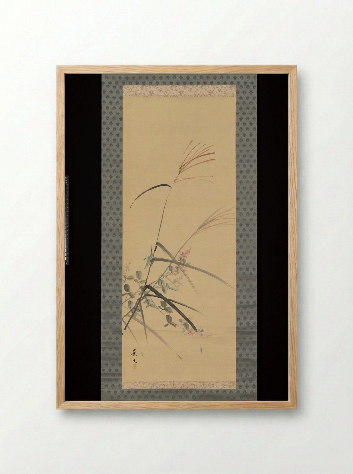 Bush Clover, Grass and Cricket - Matsumura Keibun - Framed Print Wood