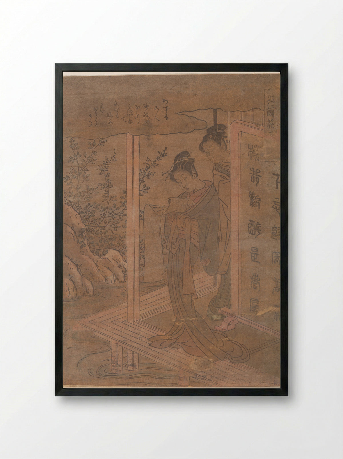 Bush Clover in Province of Omi - Isoda Koryūsai - Framed Print Black