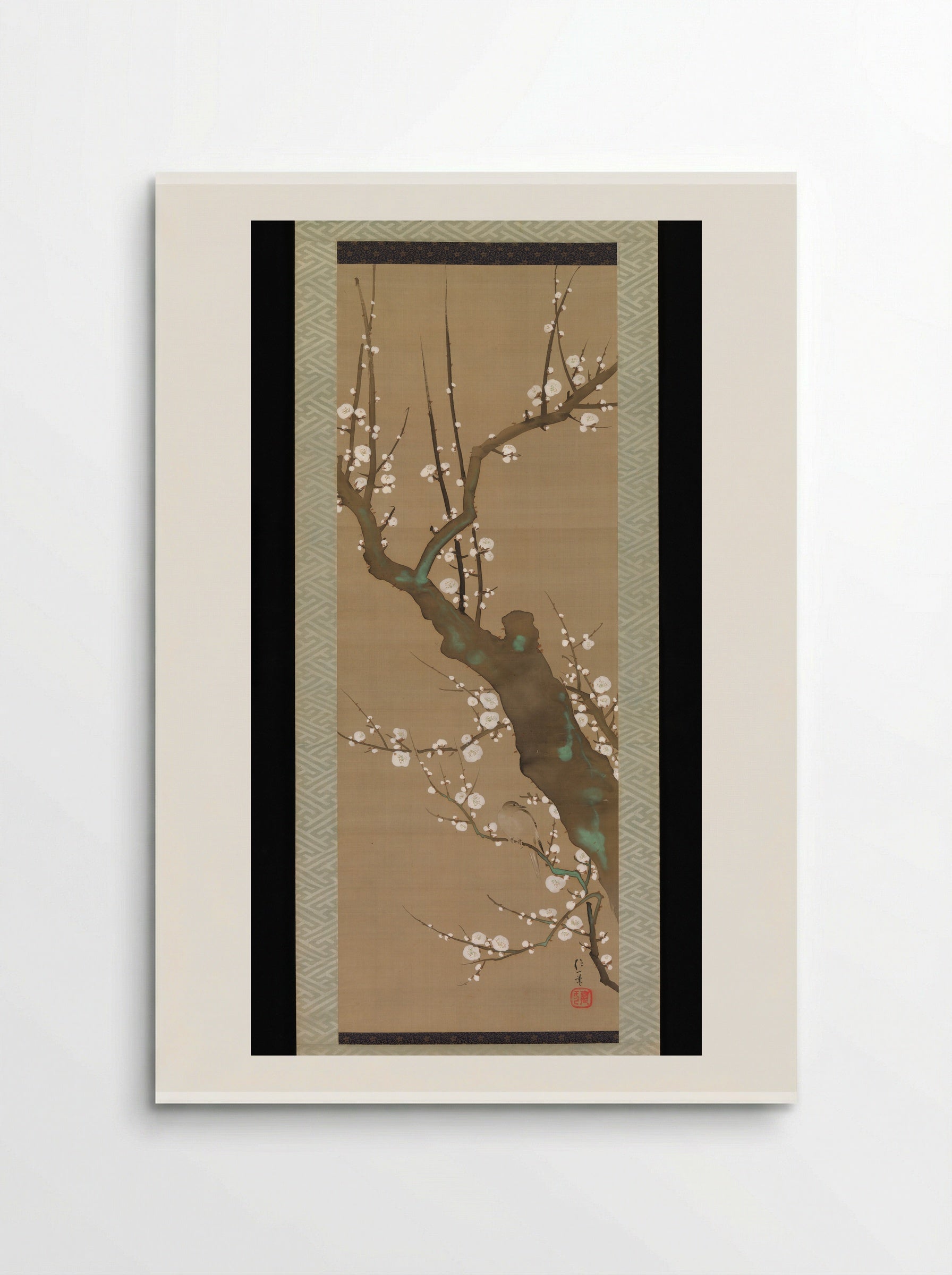 Bush Warbler (Uguisu) in a Plum Tree - Sakai Hōitsu - Poster