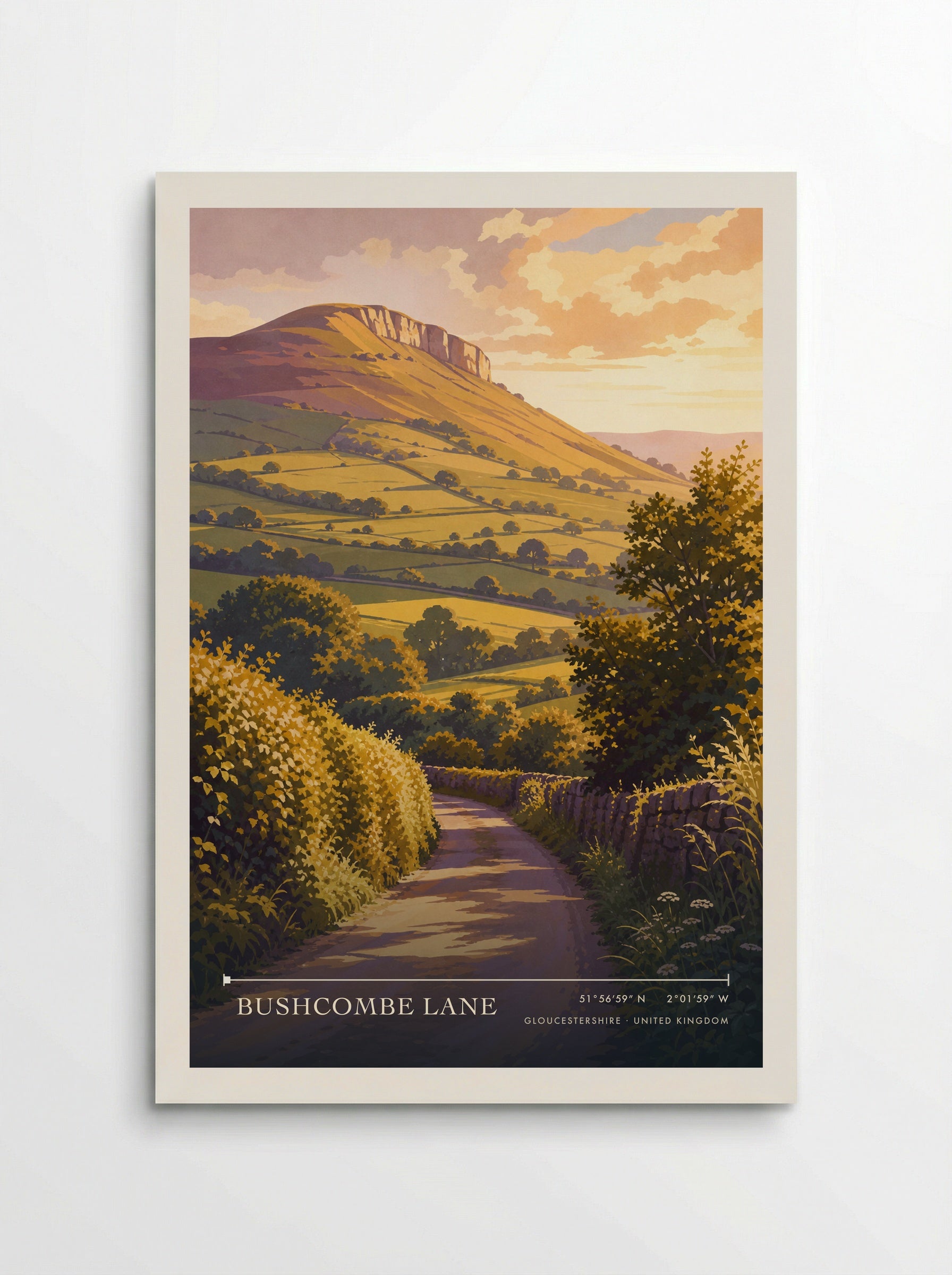 Bushcombe Lane Gloucestershire United Kingdom Travel Poster - Poster