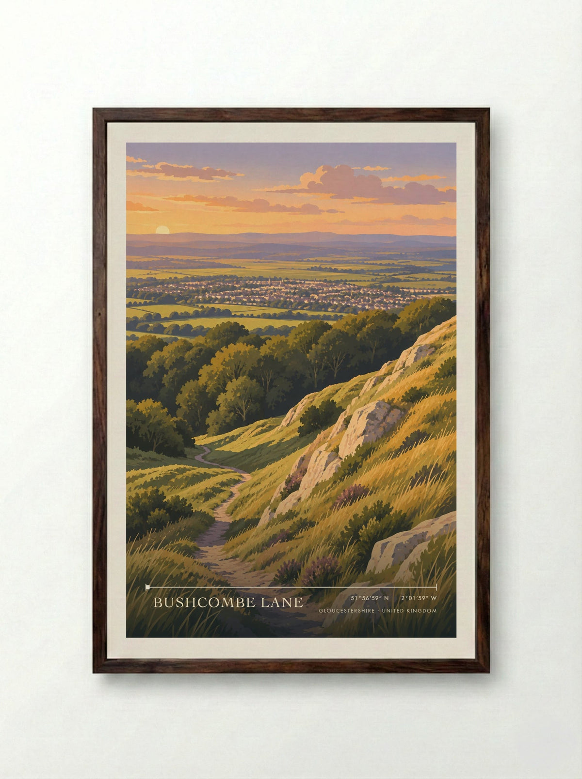 Bushcombe Lane, Gloucestershire | Travel Poster - Framed Print Dark Wood