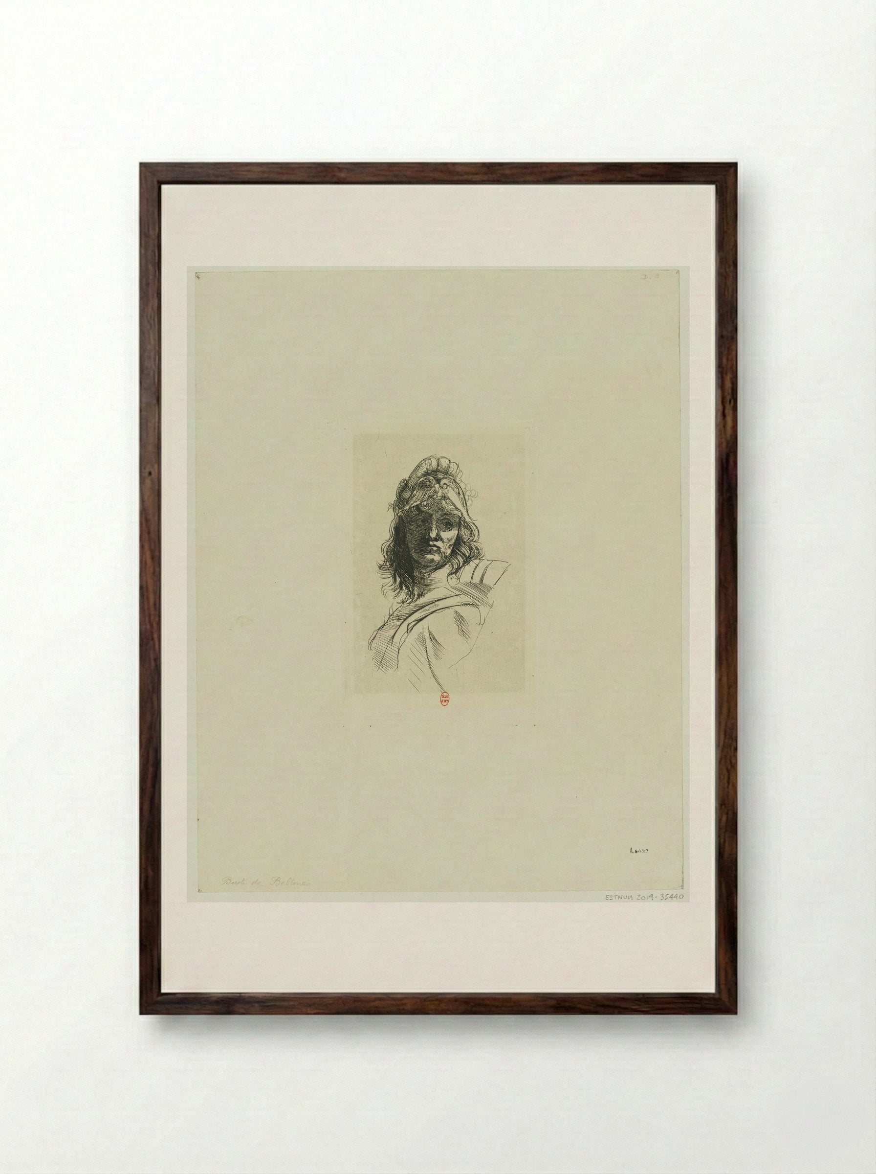 Bust of Bellone - Auguste Rodin - Framed Print Dark Wood