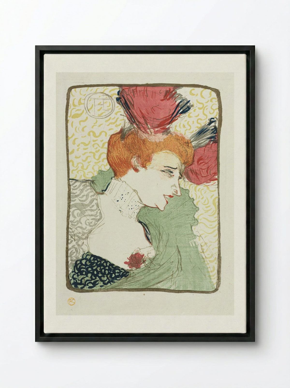 Bust of Mademoiselle Lender - Henri de Toulouse-Lautrec - Framed Canvas Black