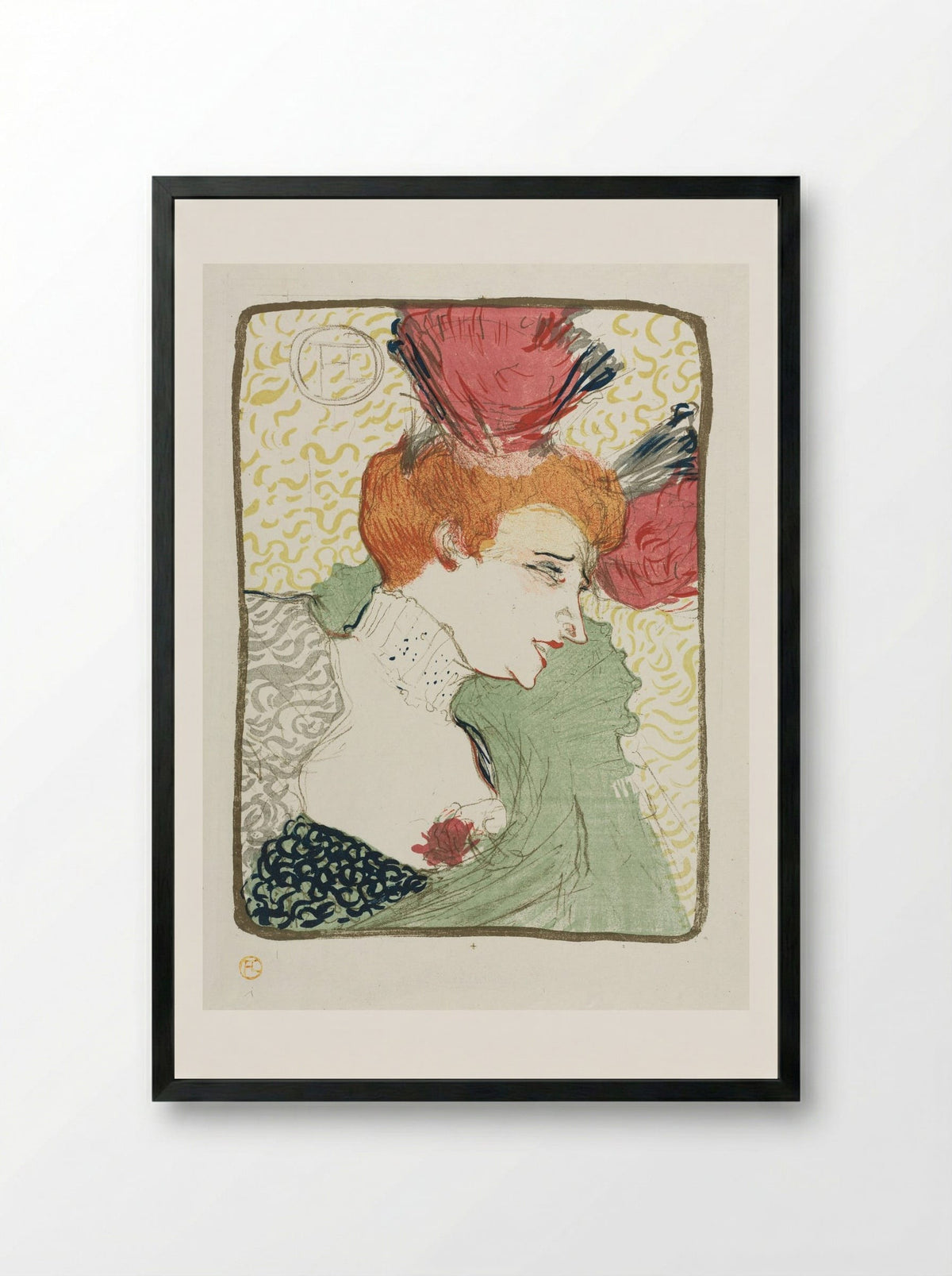 Bust of Mademoiselle Lender - Henri de Toulouse-Lautrec - Framed Print Black
