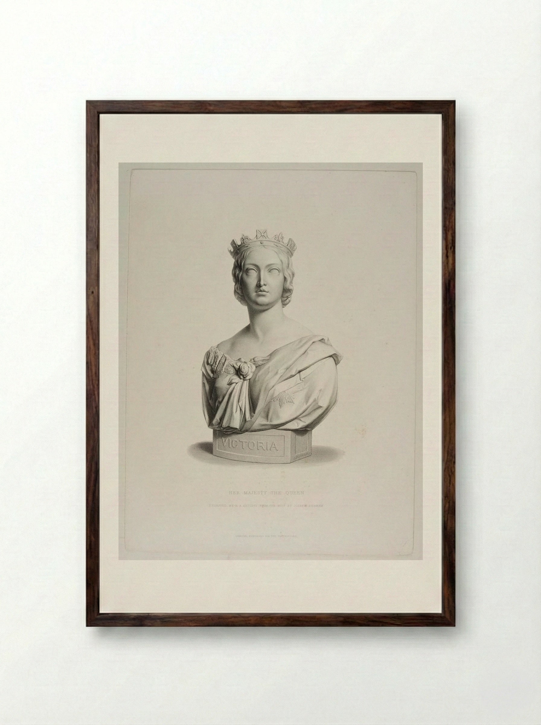 Bust of Queen Victoria - Richard Austin Artlett - Framed Print Dark Wood