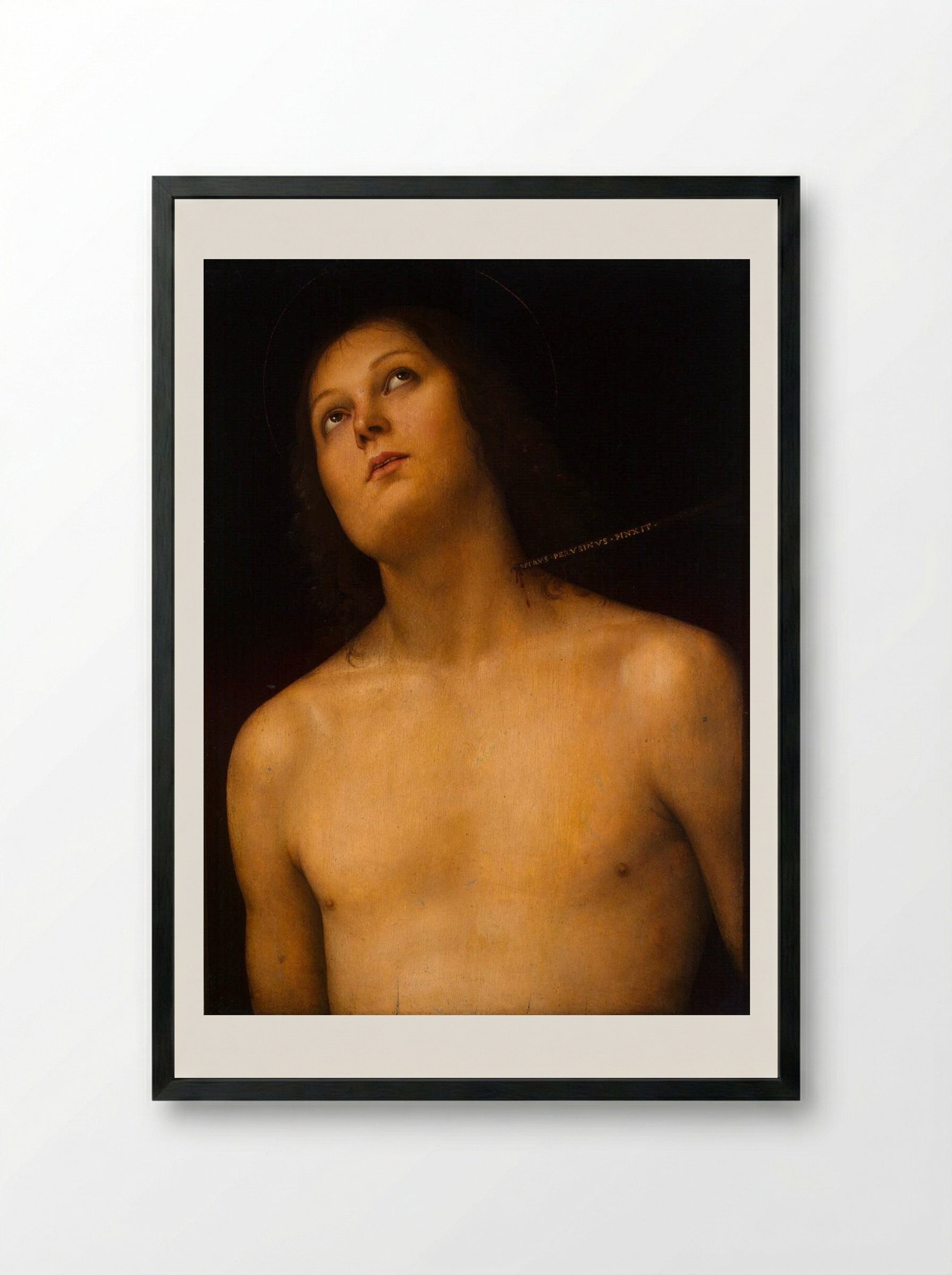 Bust of St. Sebastian - Pietro Perugino - Framed Print Black