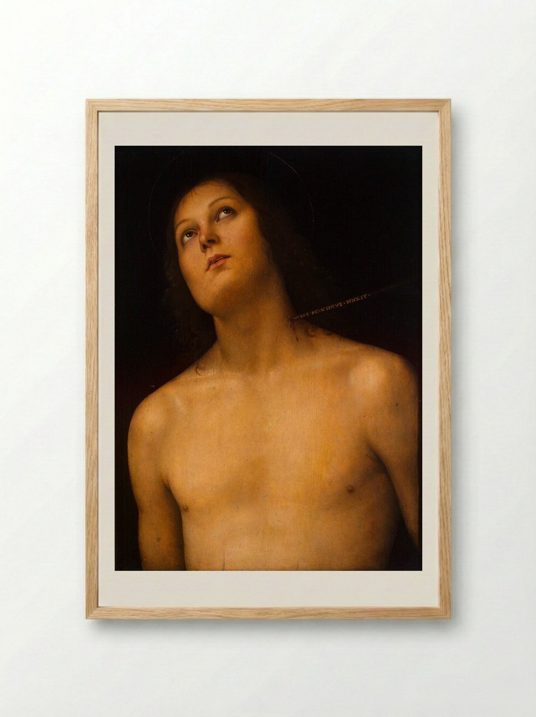 Bust of St. Sebastian - Pietro Perugino - Framed Print Wood