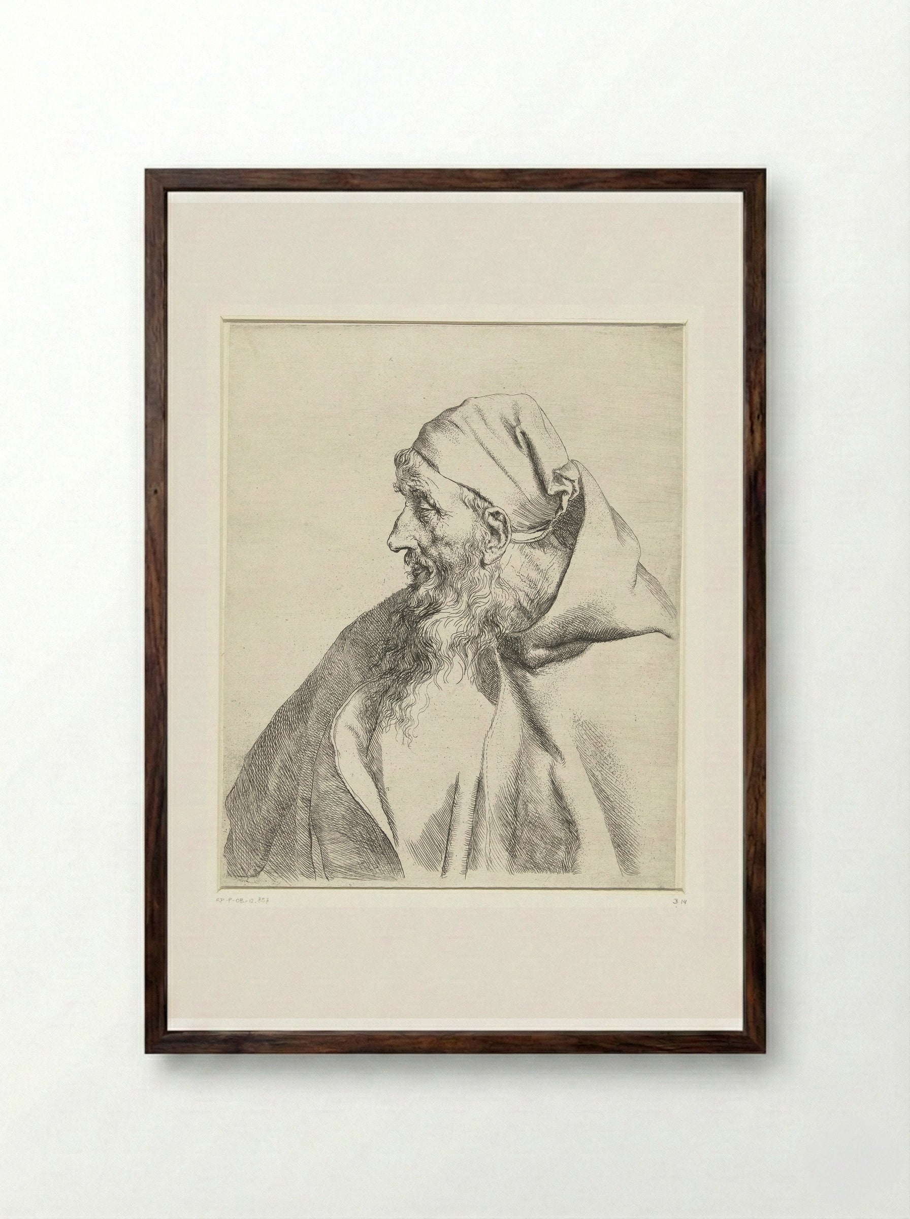 Bust of a Capuchin Monk - Jan Lievens - Framed Print Dark Wood