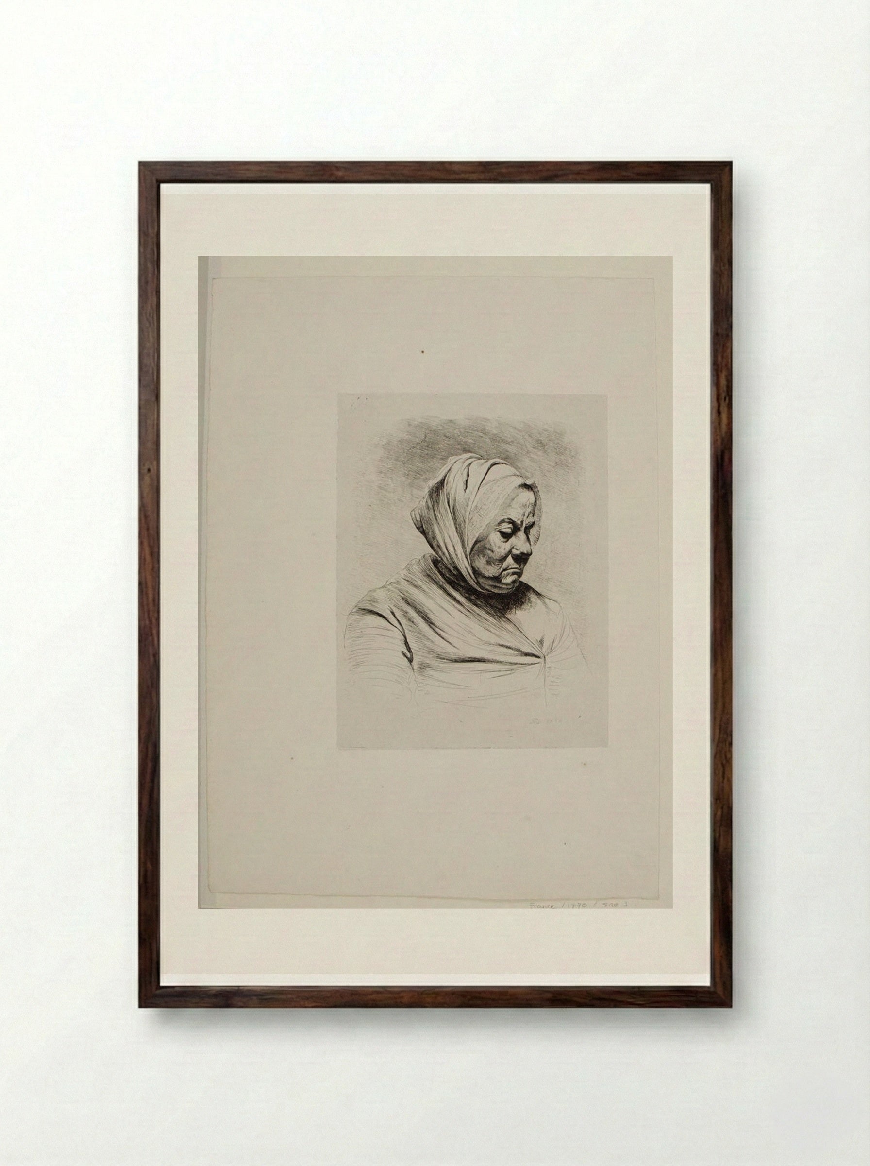 Bust of a Cross Old Woman - Jean-Jacques de Boissieu - Framed Print Dark Wood