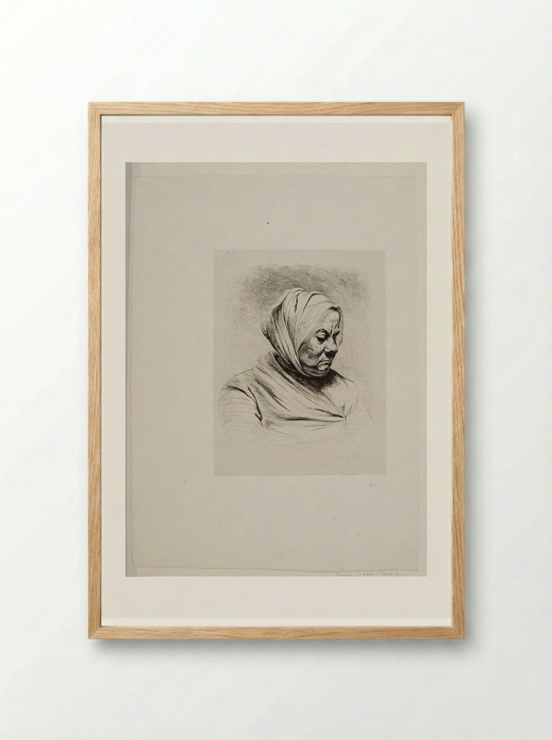 Bust of a Cross Old Woman - Jean-Jacques de Boissieu - Framed Print Wood