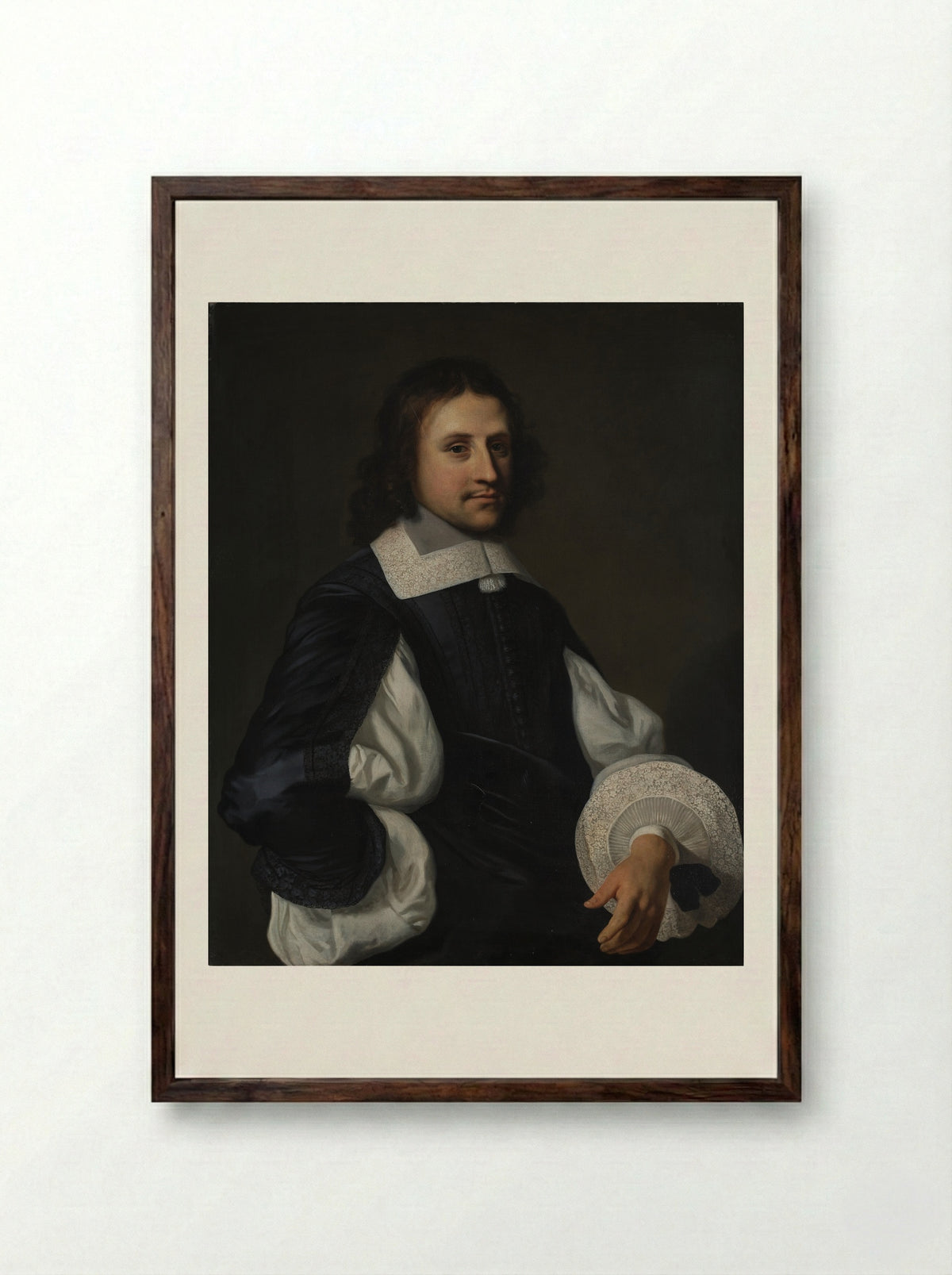 Bust of a Man, Possibly a Self-Portrait - Jacob van Loo - Framed Print Dark Wood
