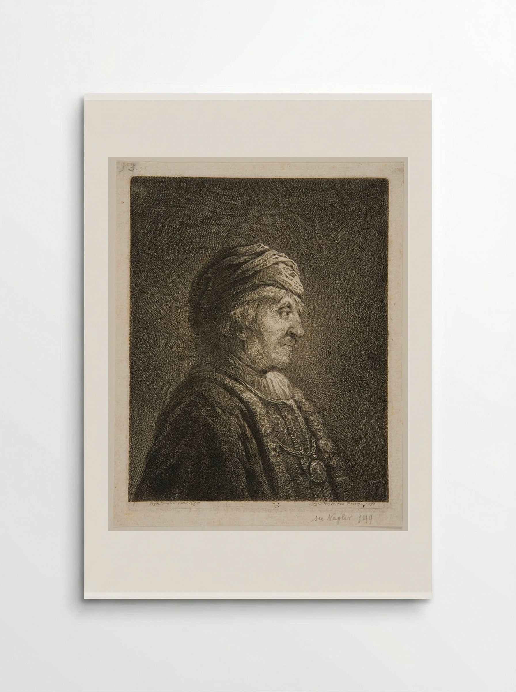 Bust of a Man, Profile, Wearing a Turban - Georg Friedrich Schmidt - Poster