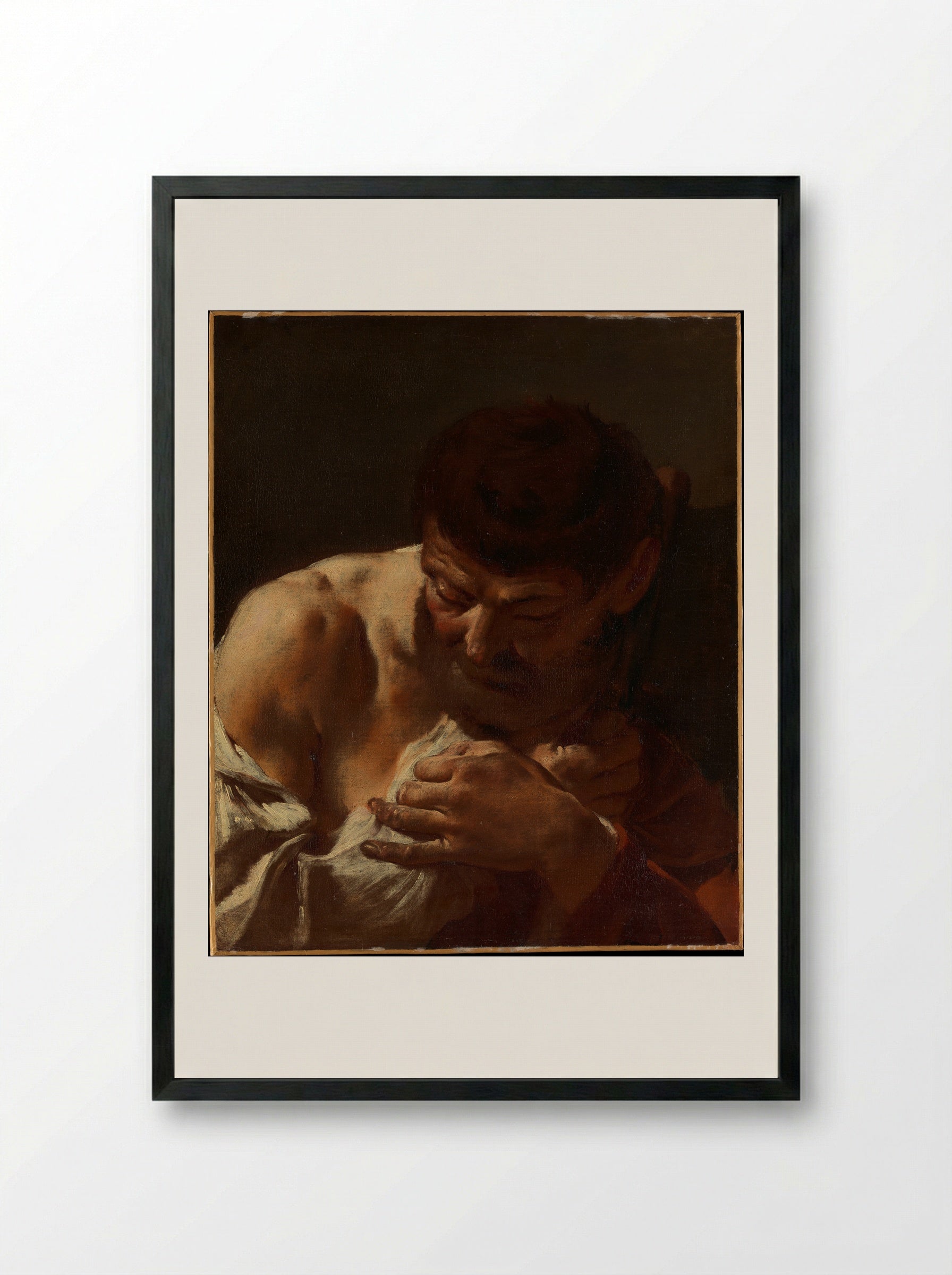 Bust of a Man (Saint Matthias?) - Giovanni Battista Piazzetta - Framed Print Black