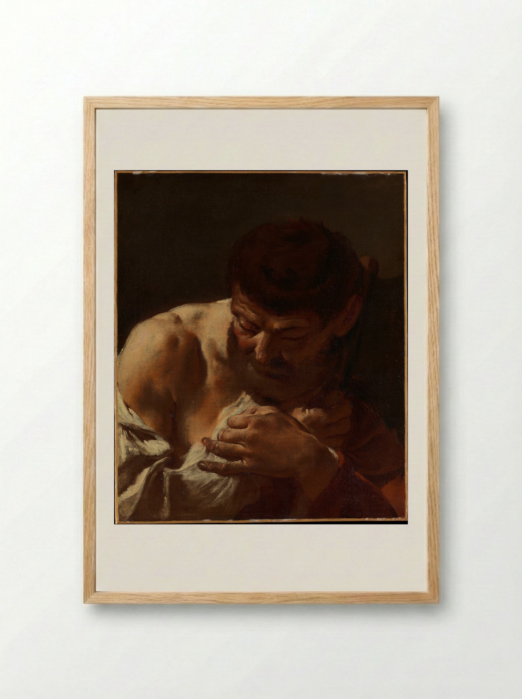 Bust of a Man (Saint Matthias?) - Giovanni Battista Piazzetta - Framed Print Wood