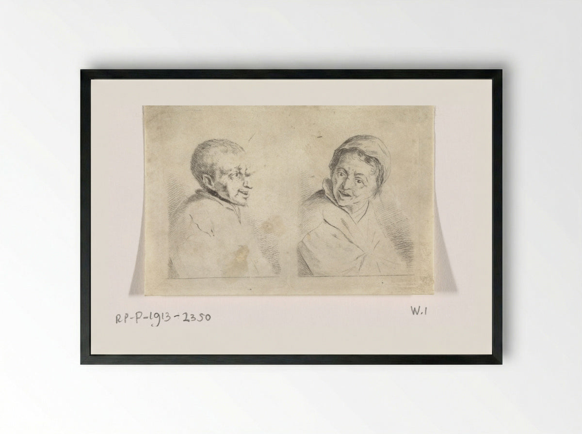 Bust of a Man and a Woman - Antoon Overlaet - Framed Print Black