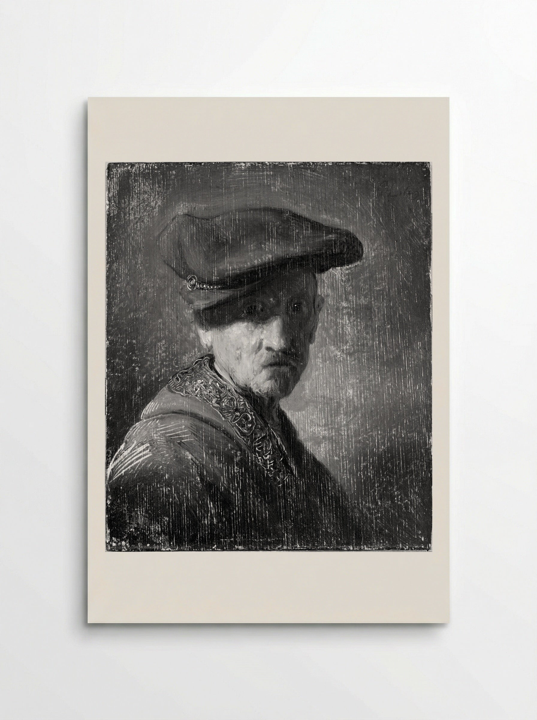 Bust of a Man in a Gorget and Cap - Rembrandt Harmensz. van Rijn - Poster