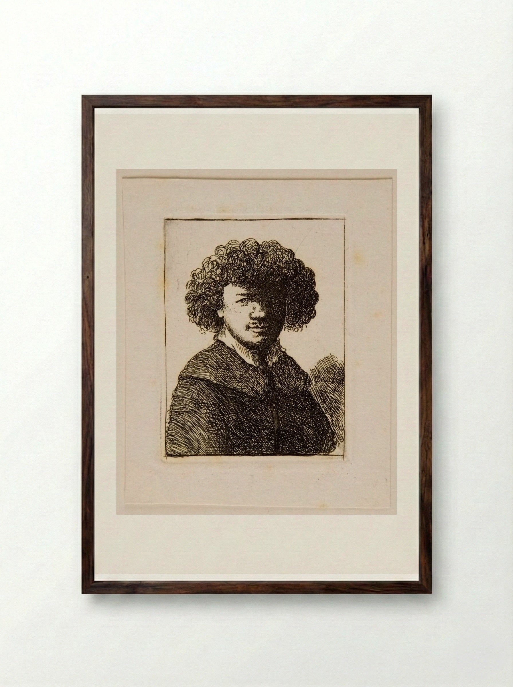 Bust of a Man with Bushy Hair - David Deuchar - Framed Print Dark Wood