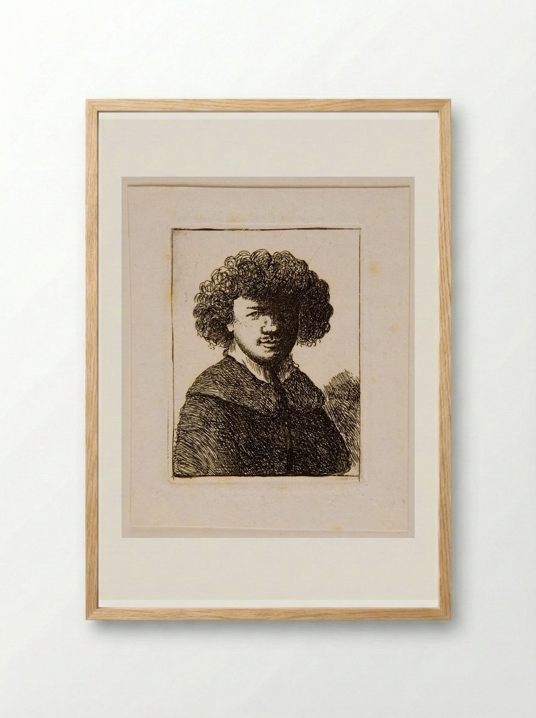 Bust of a Man with Bushy Hair - David Deuchar - Framed Print Wood