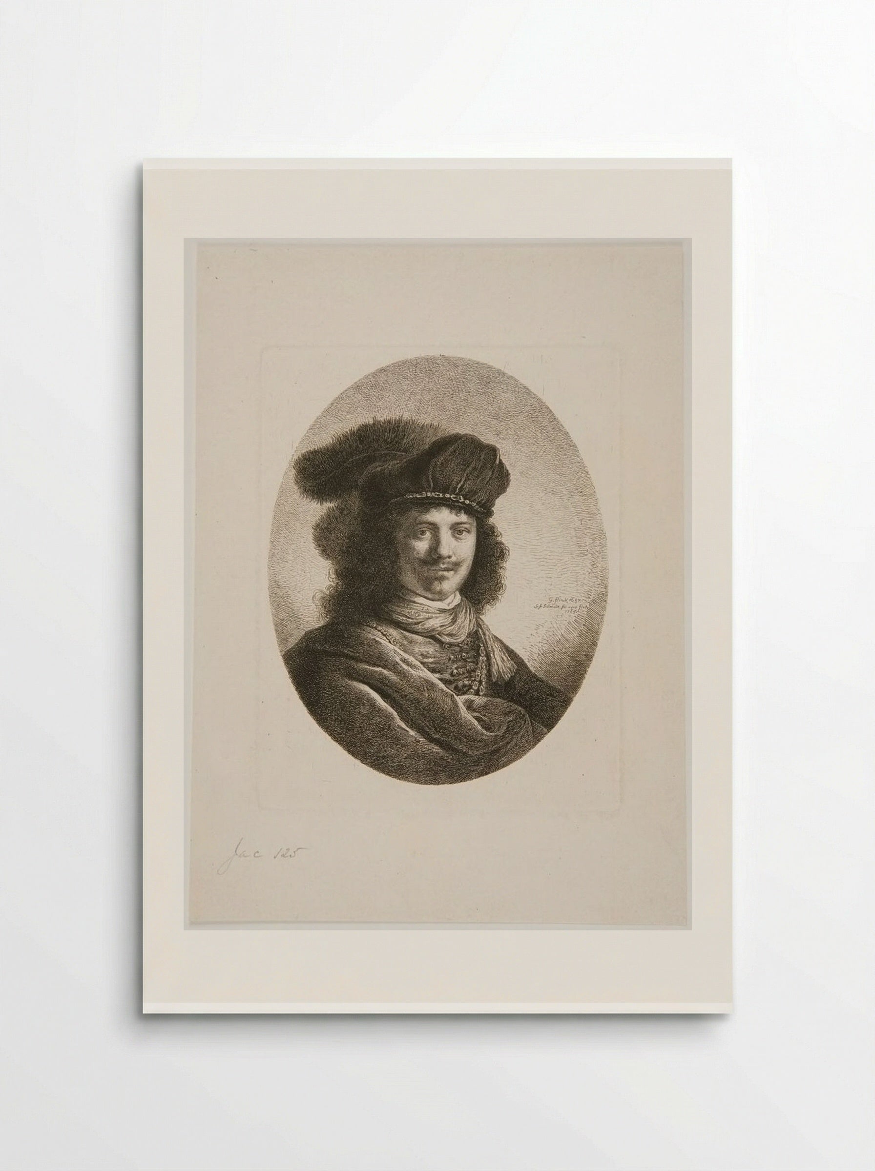 Bust of a Man with Two Feathers in His Cap - Georg Friedrich Schmidt - Poster