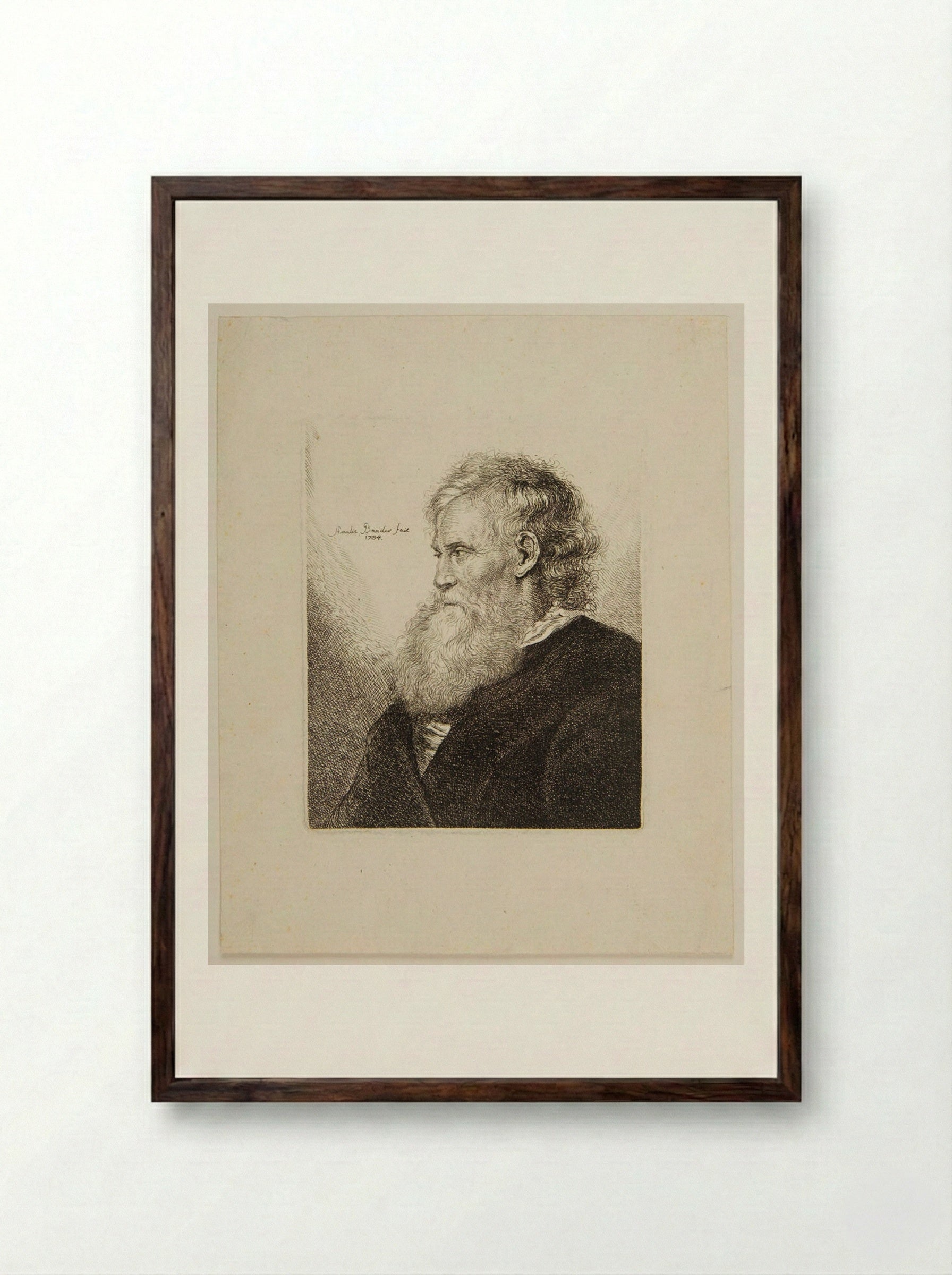 Bust of a Man - Amalie Baader - Framed Print Dark Wood
