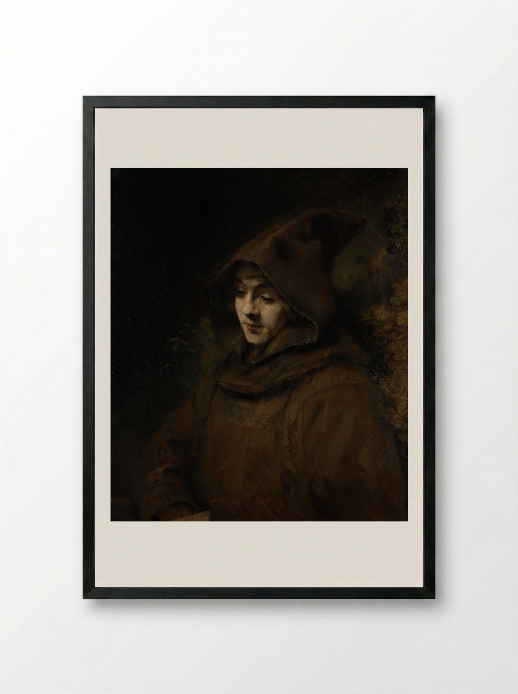 Bust of a Young Man (Titus as a Monk) - Rembrandt Harmensz. van Rijn - Framed Print Black