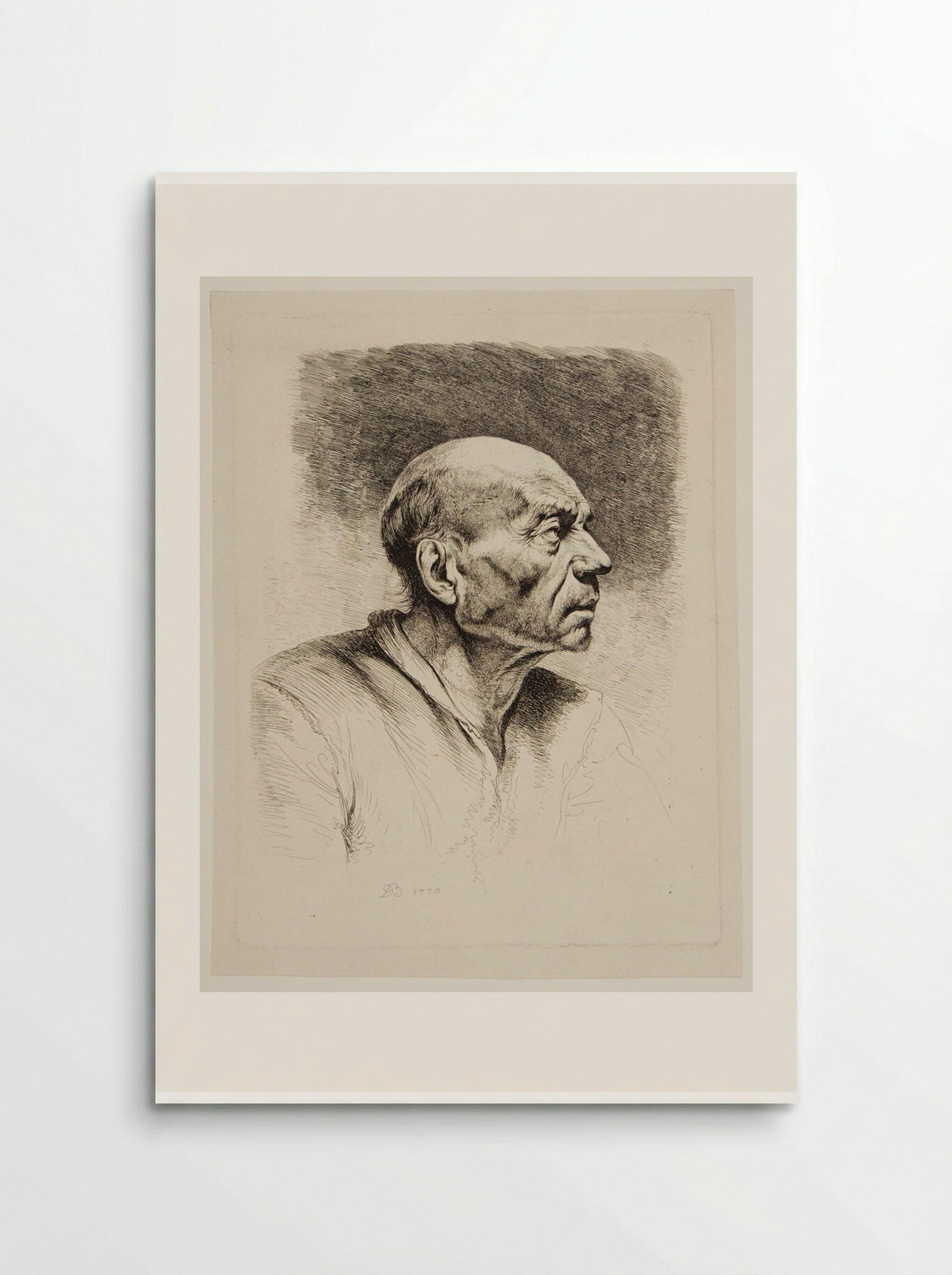 Bust of an Old Man with Bald Head - Jean-Jacques de Boissieu - Poster