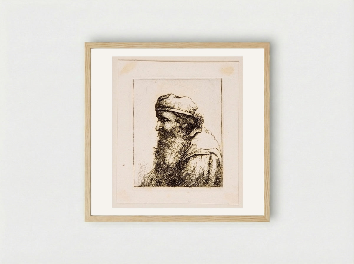 Bust of an Old Man with Long Beard, profile left - David Deuchar - Framed Print Wood