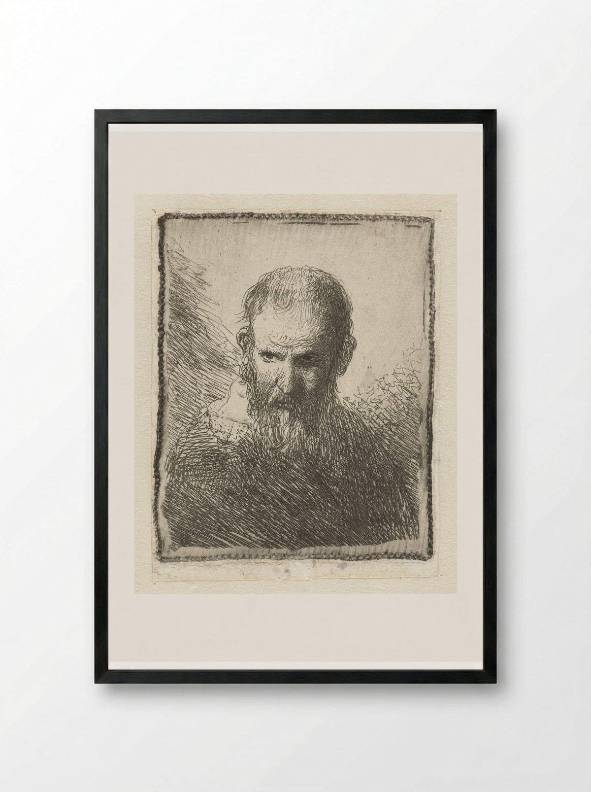Bust of an Old Man - Jan Lievens - Framed Print Black