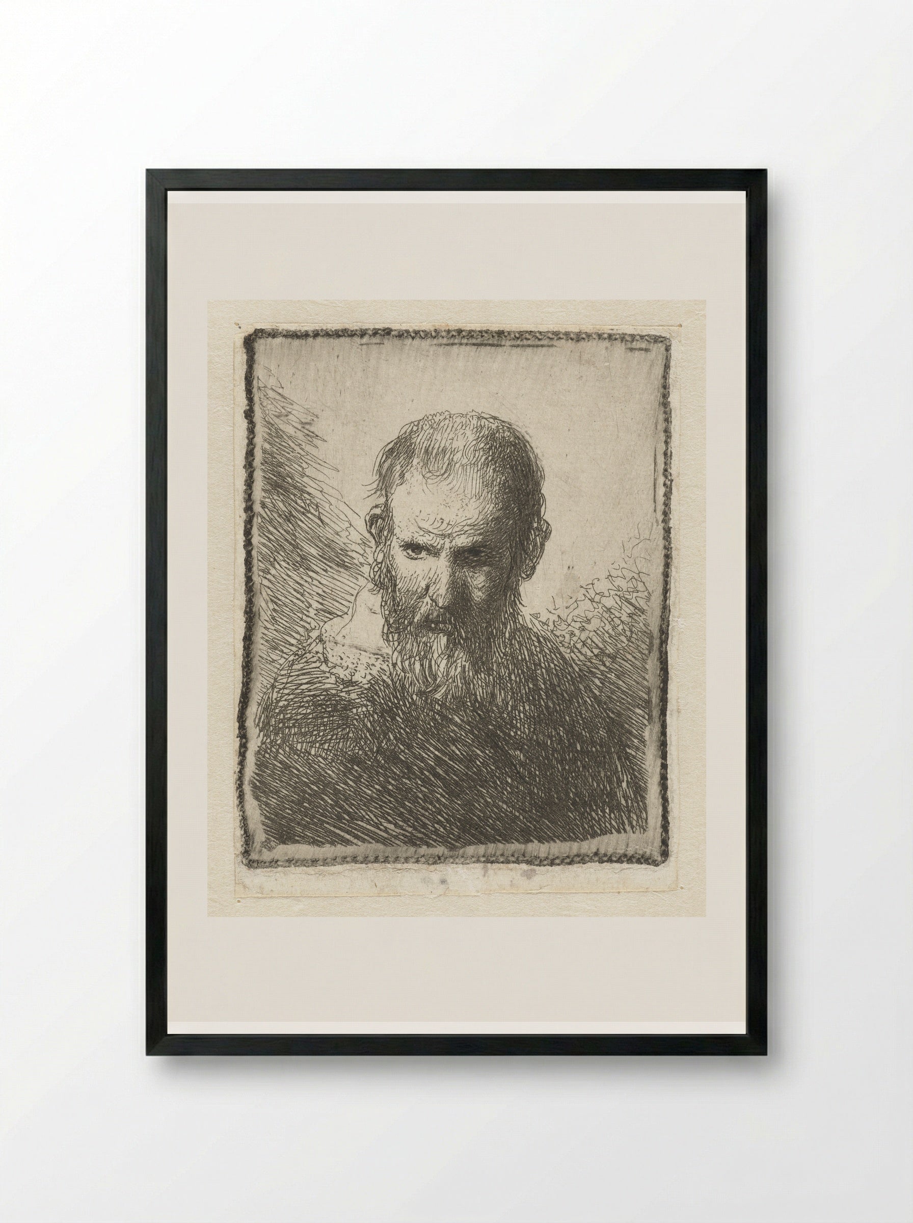 Bust of an Old Man - Jan Lievens - Framed Print Black