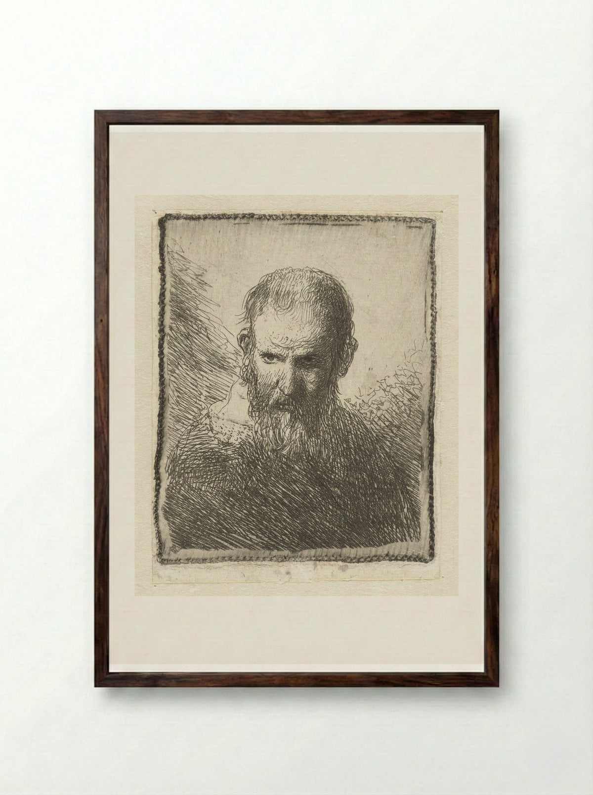 Bust of an Old Man - Jan Lievens - Framed Print Dark Wood