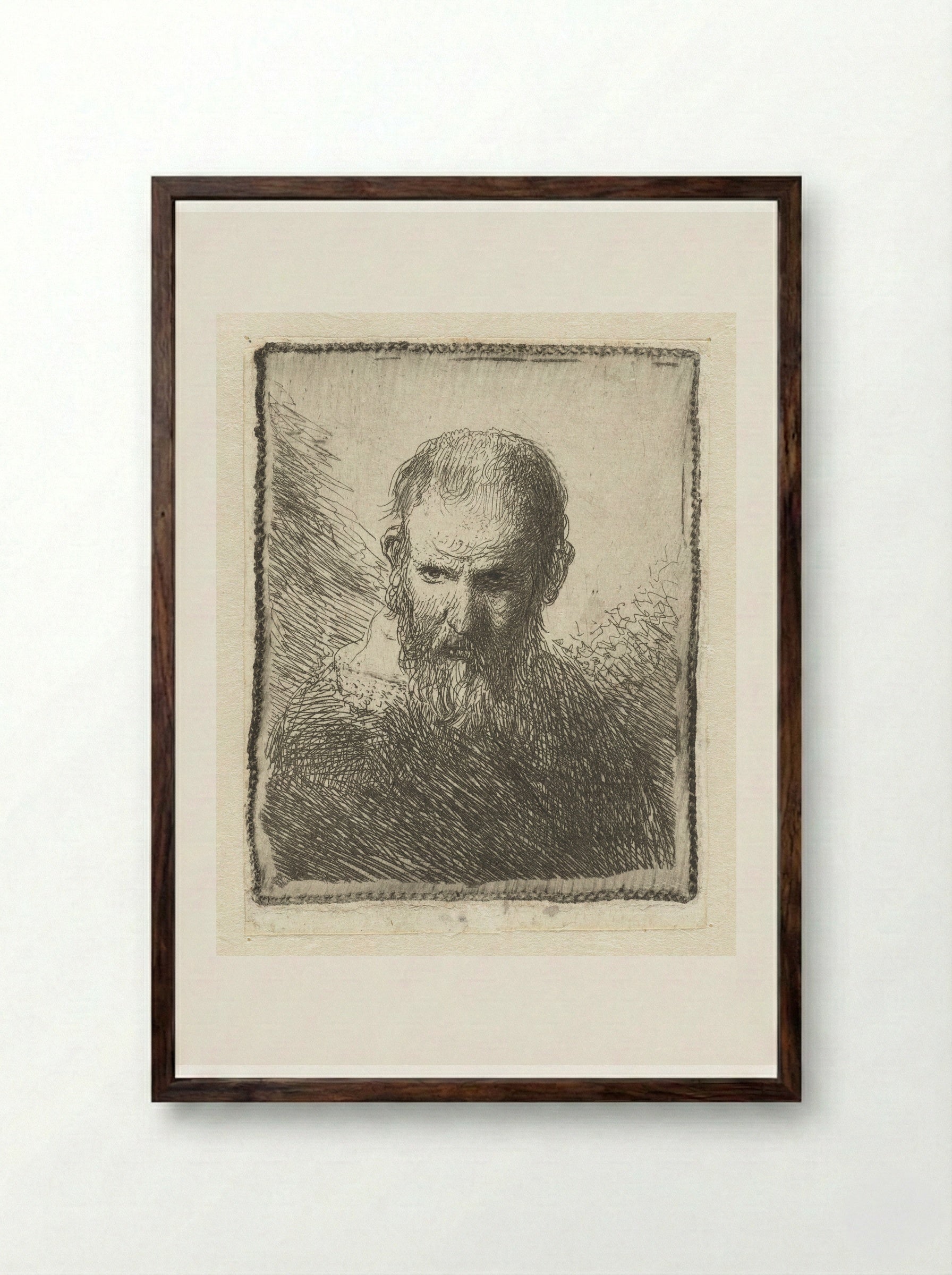 Bust of an Old Man - Jan Lievens - Framed Print Dark Wood