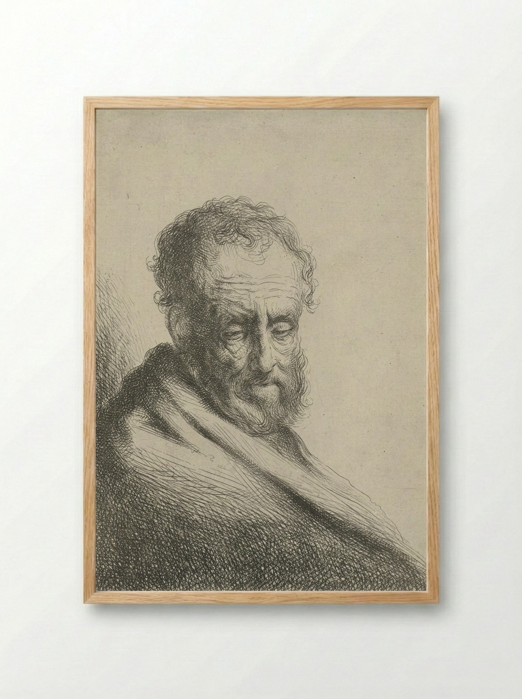 Bust of an Old Man - Jan van Noordt - Framed Print Wood