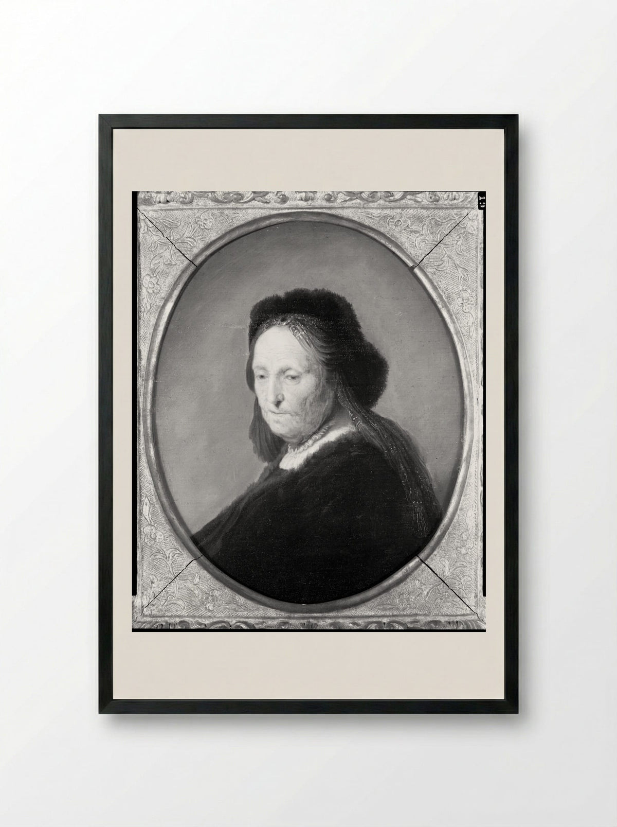 Bust of an Old Woman - Rembrandt Harmensz. van Rijn - Framed Print Black