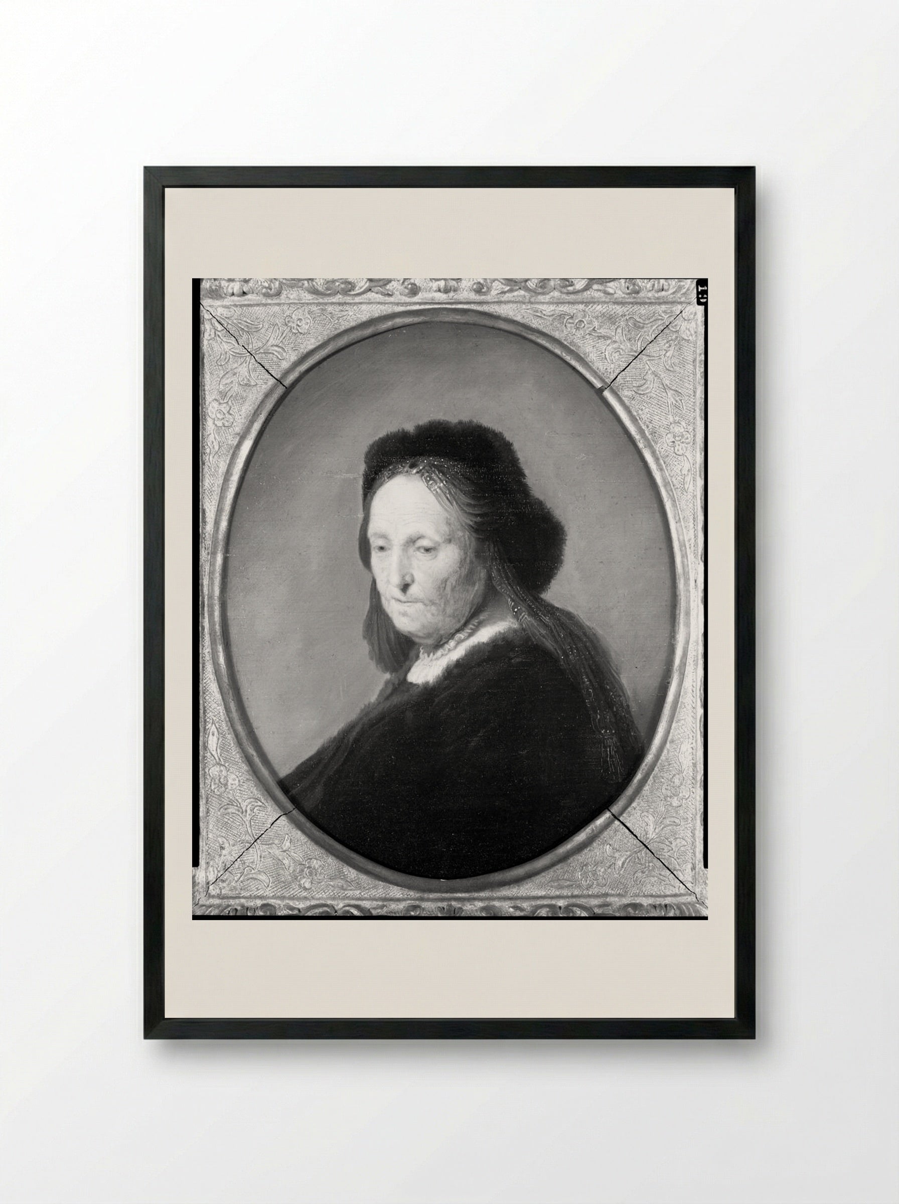 Bust of an Old Woman - Rembrandt Harmensz. van Rijn - Framed Print Black