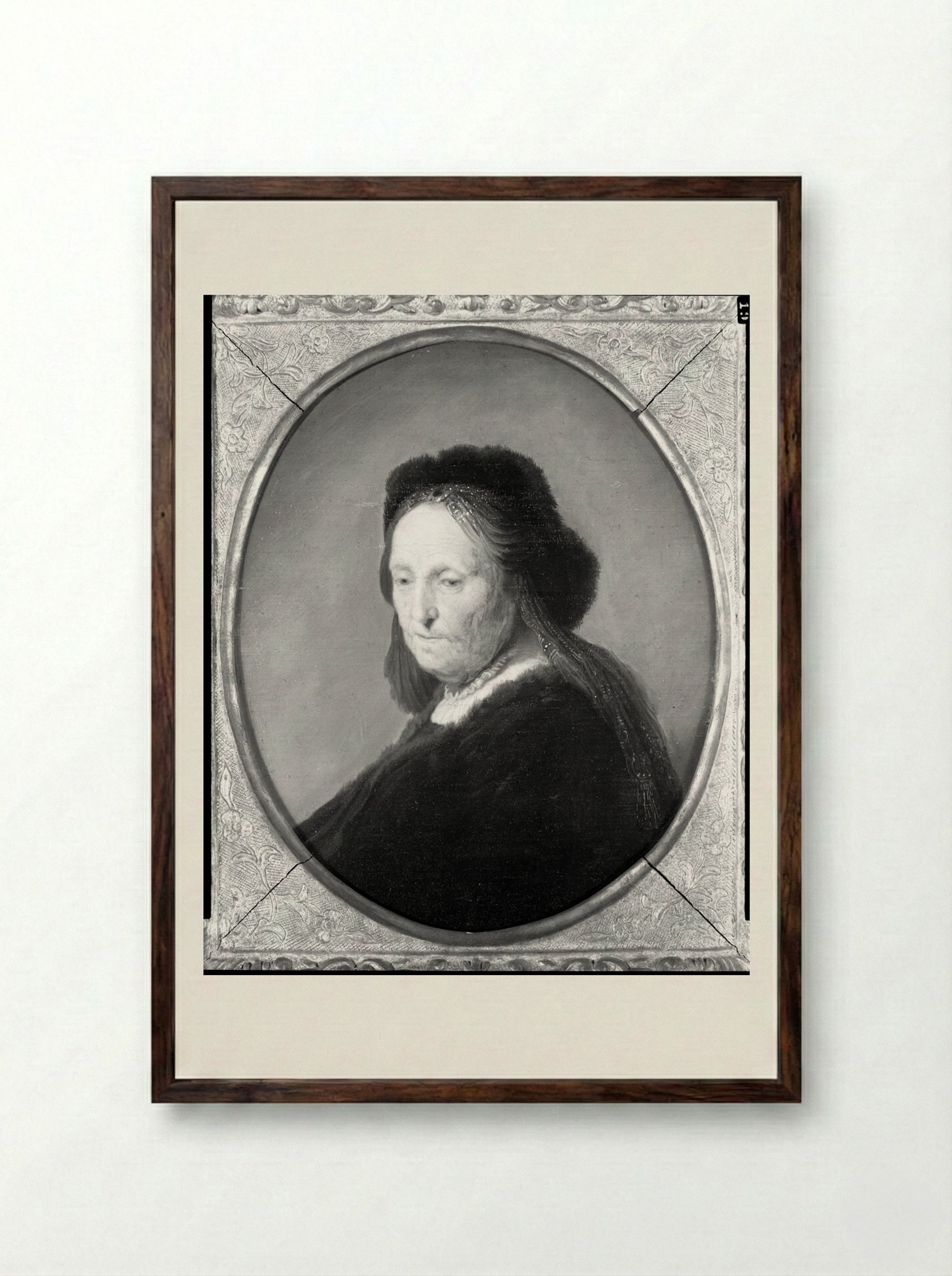 Bust of an Old Woman - Rembrandt Harmensz. van Rijn - Framed Print Dark Wood