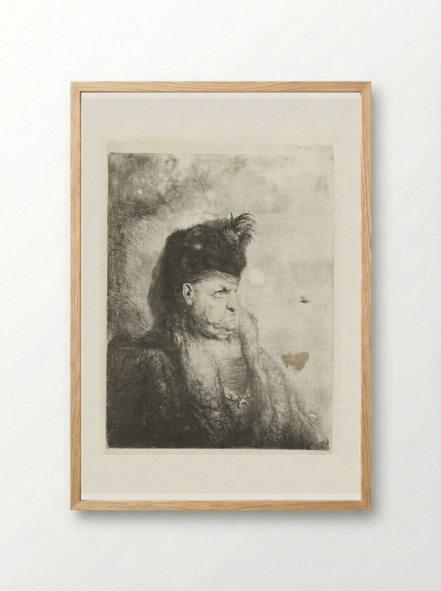 Bust of an Oriental with a Fur Cap - Jan Lievens - Framed Print Wood