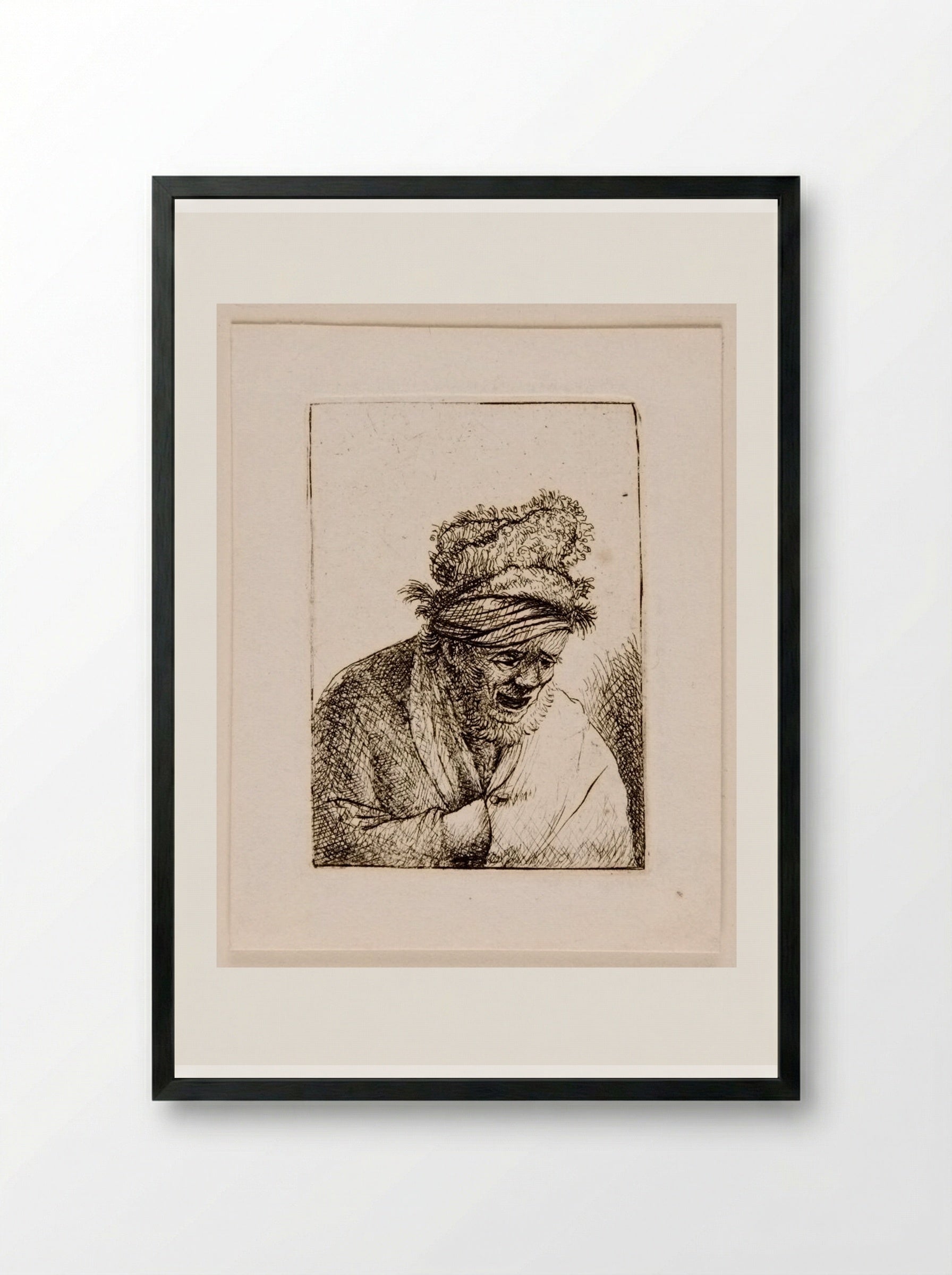 Bust of an old man - David Deuchar - Framed Print Black