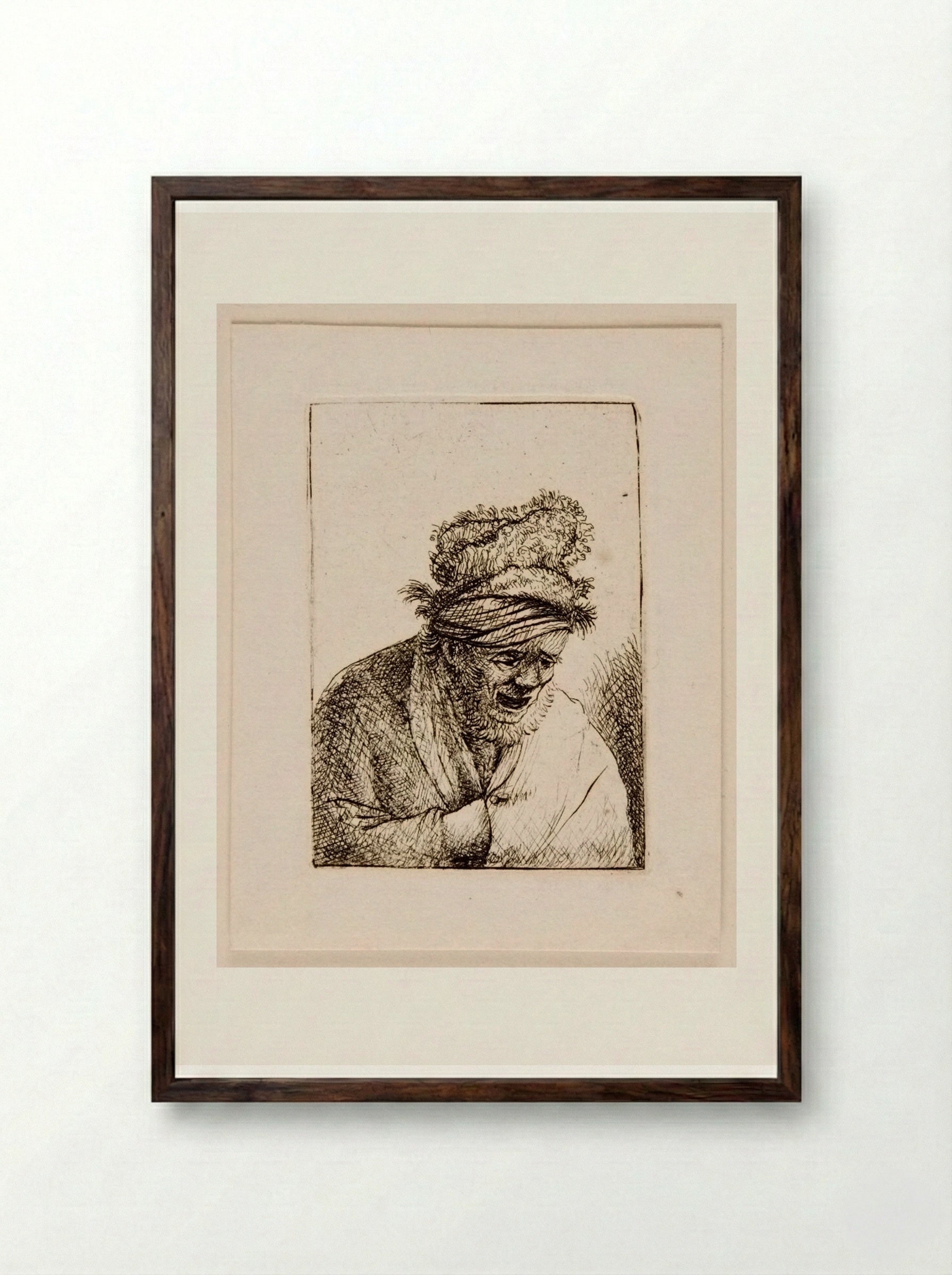 Bust of an old man - David Deuchar - Framed Print Dark Wood
